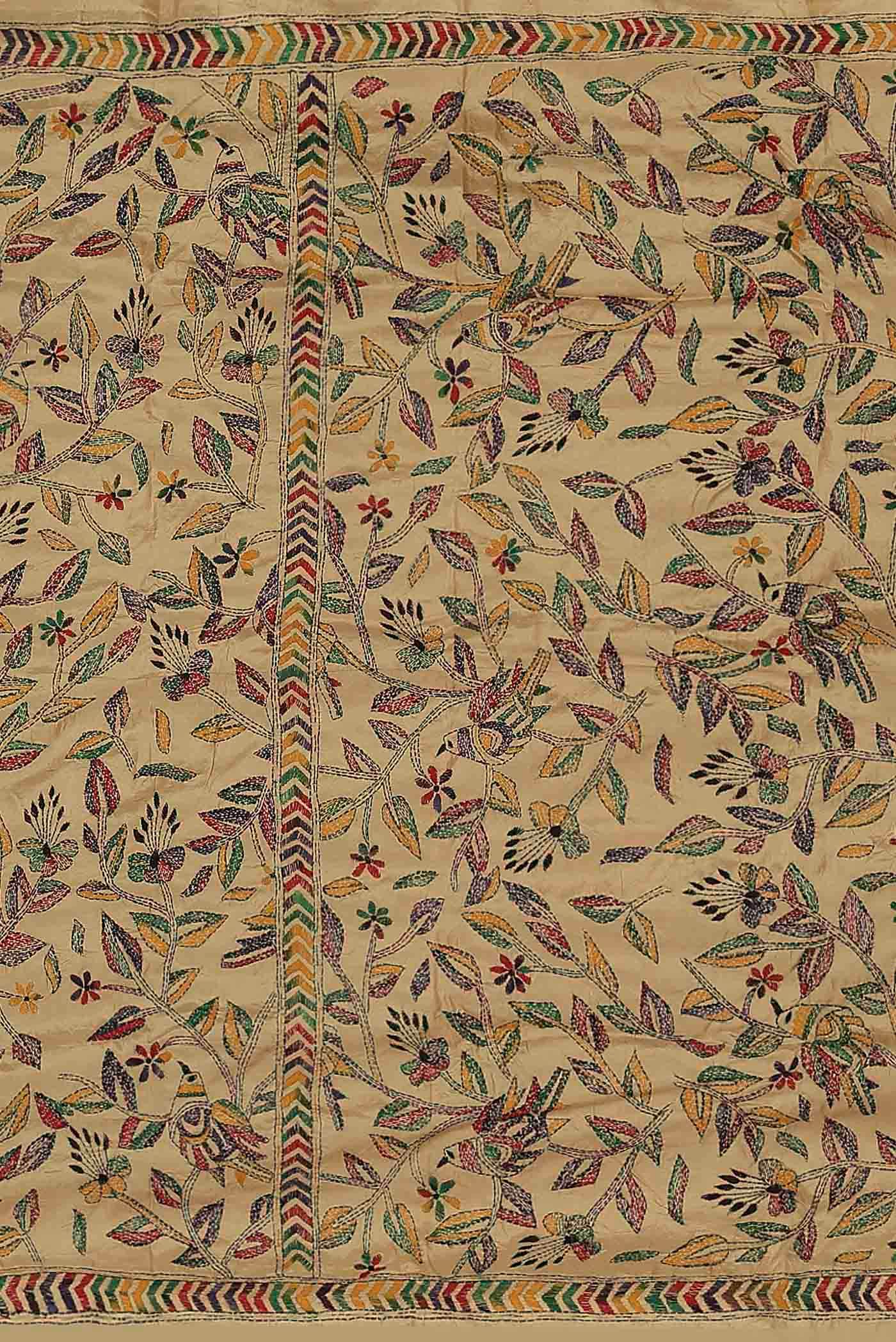 Cream Tussar Silk Saree