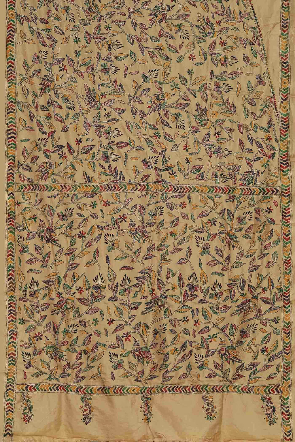 Cream Tussar Silk Saree