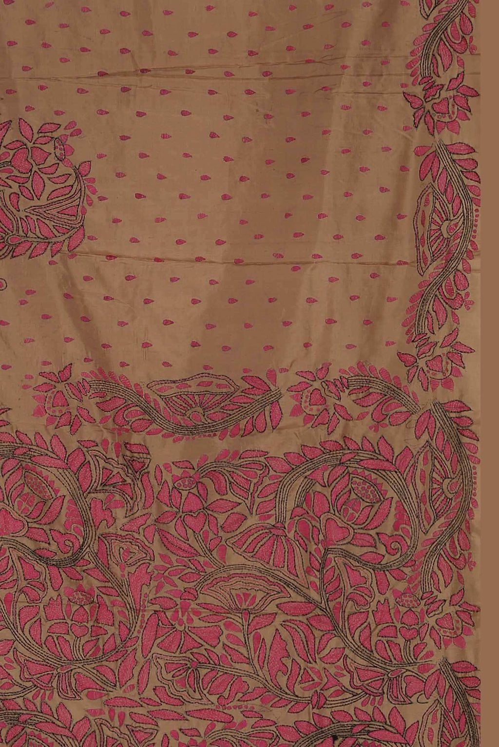 Beige Tussar Silk Saree