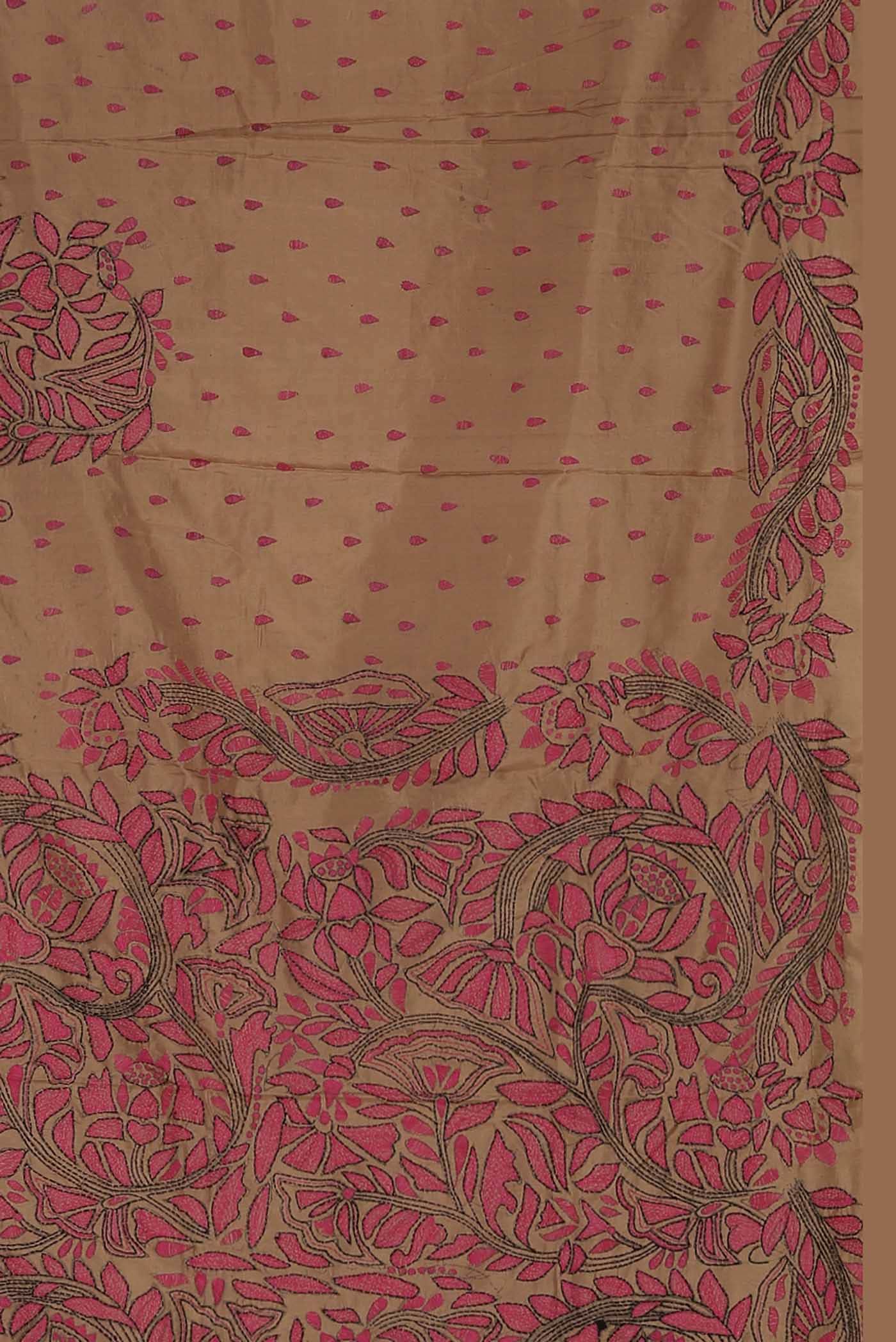 Beige Tussar Silk Saree