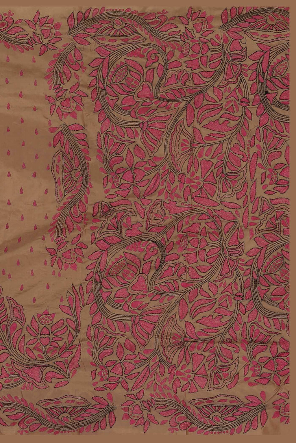 Beige Tussar Silk Saree