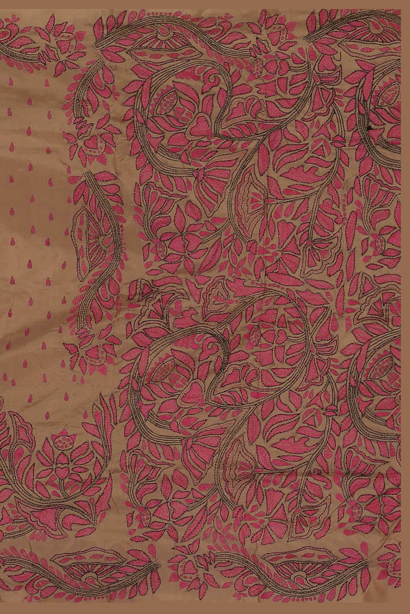Beige Tussar Silk Saree