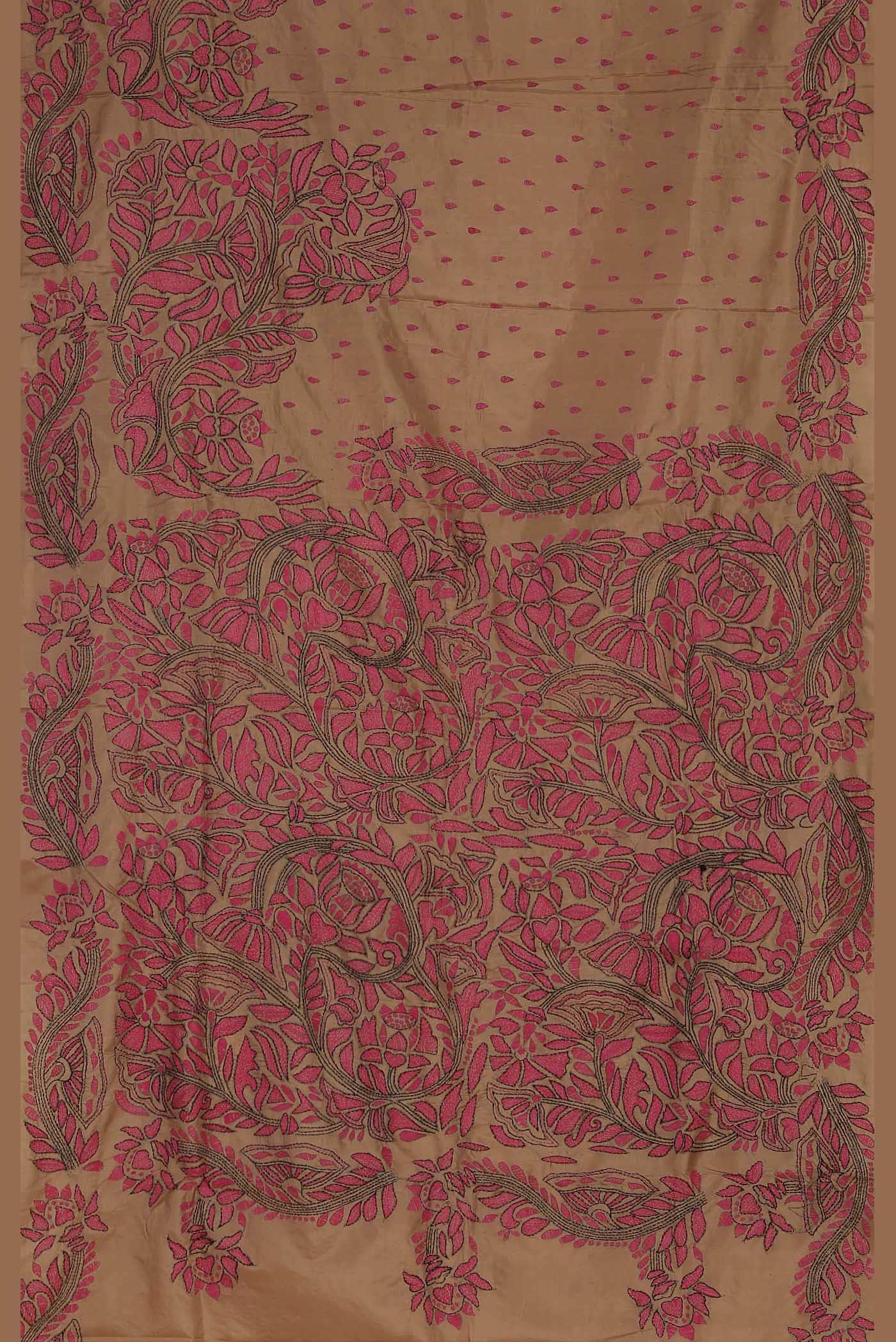 Beige Tussar Silk Saree