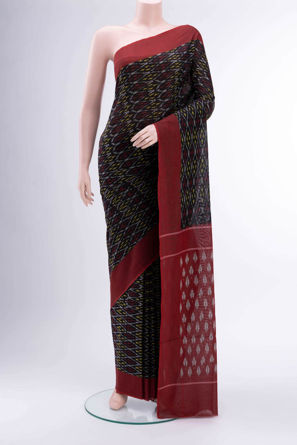 Black Pochampally Cotton Saree