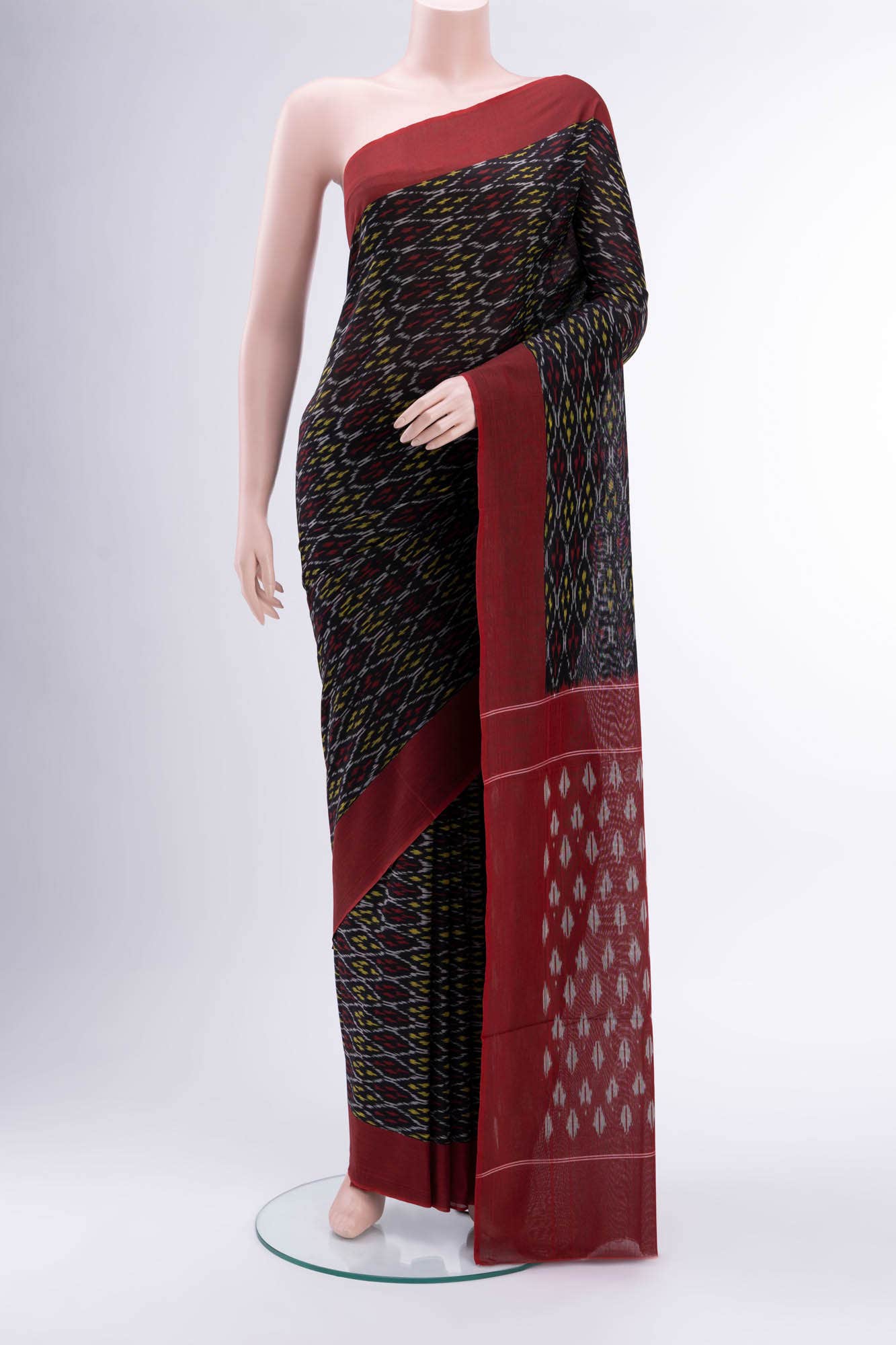 Black Pochampally Cotton Saree