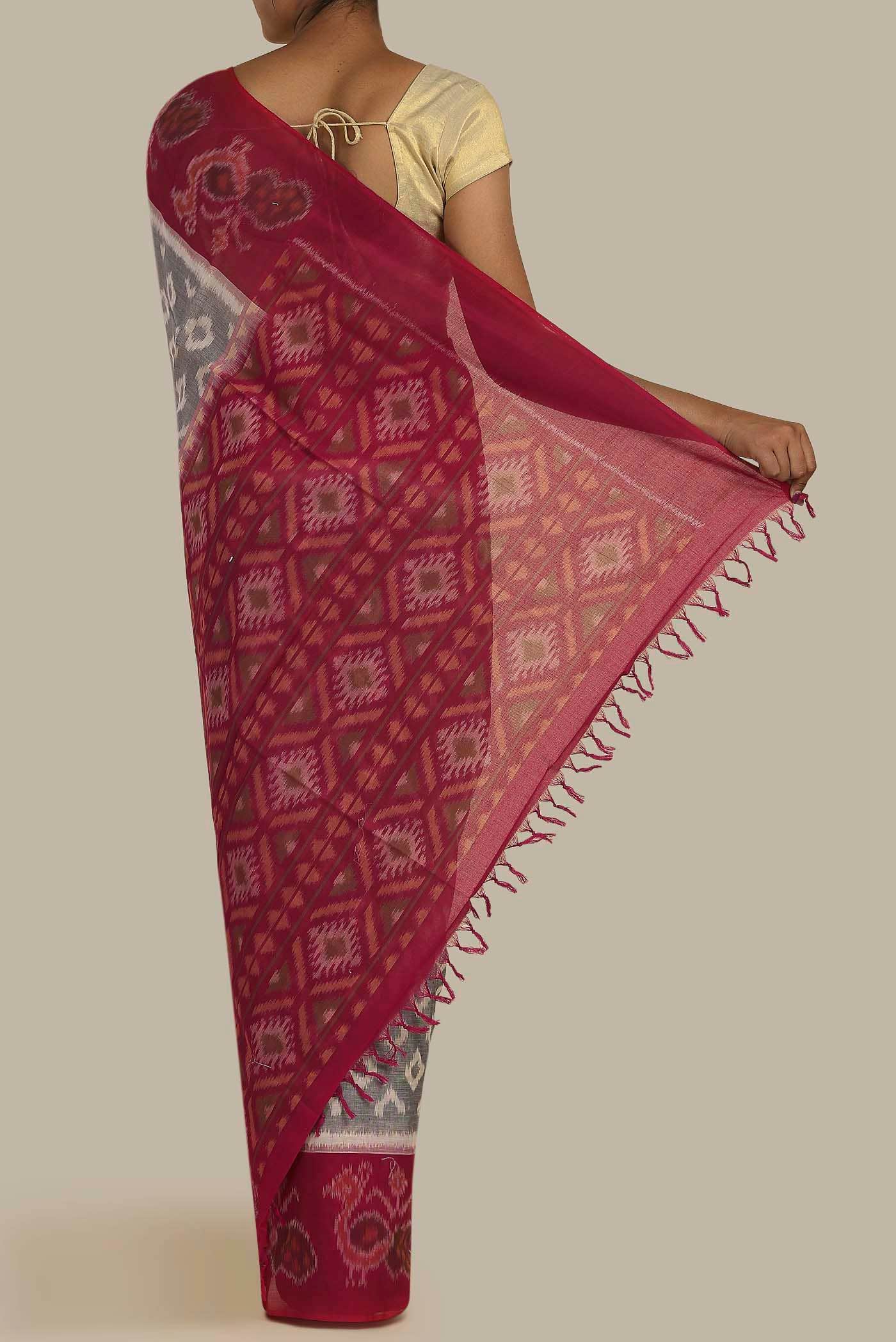 Grey Pochampally Cotton Saree