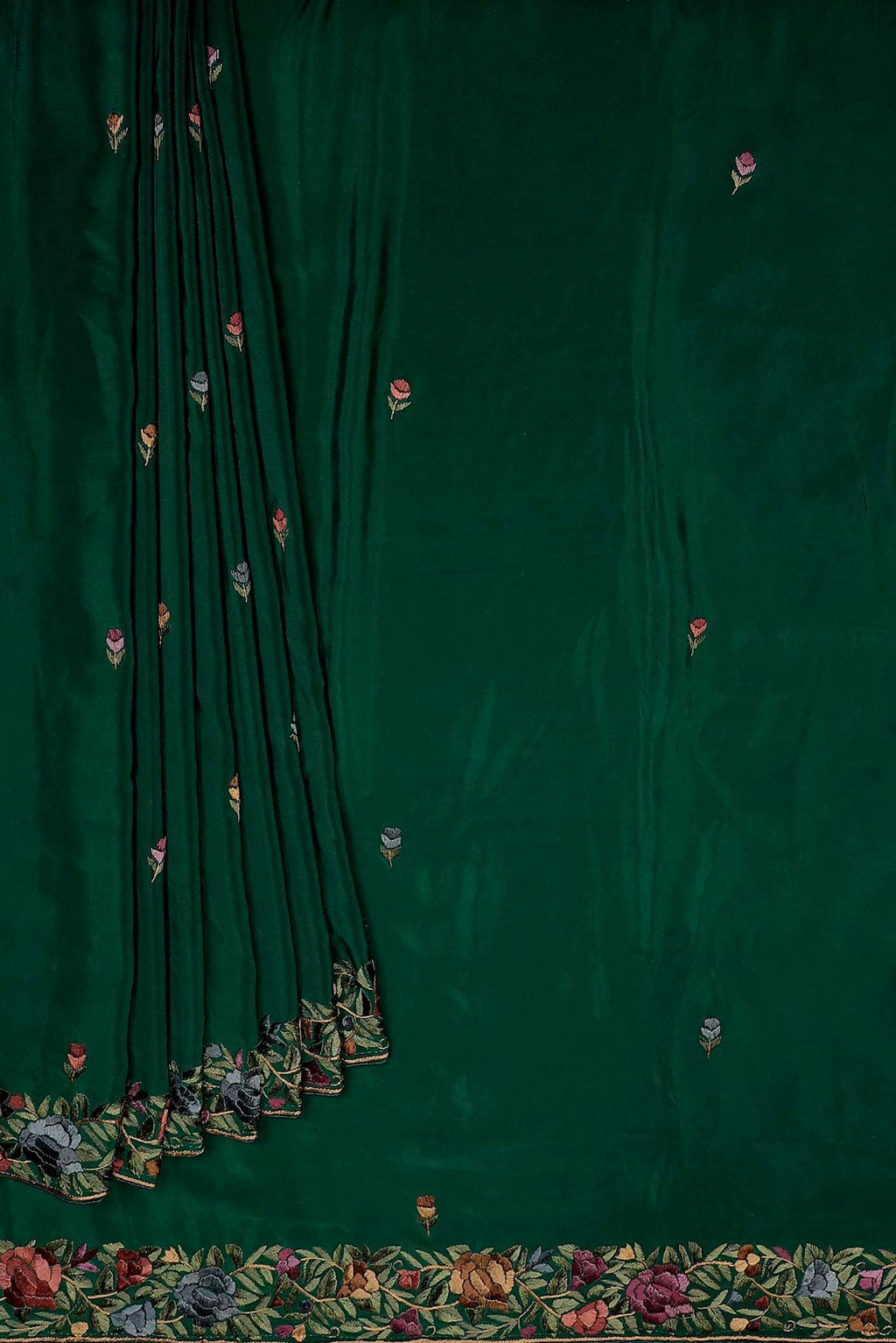 Green Crepe Saree