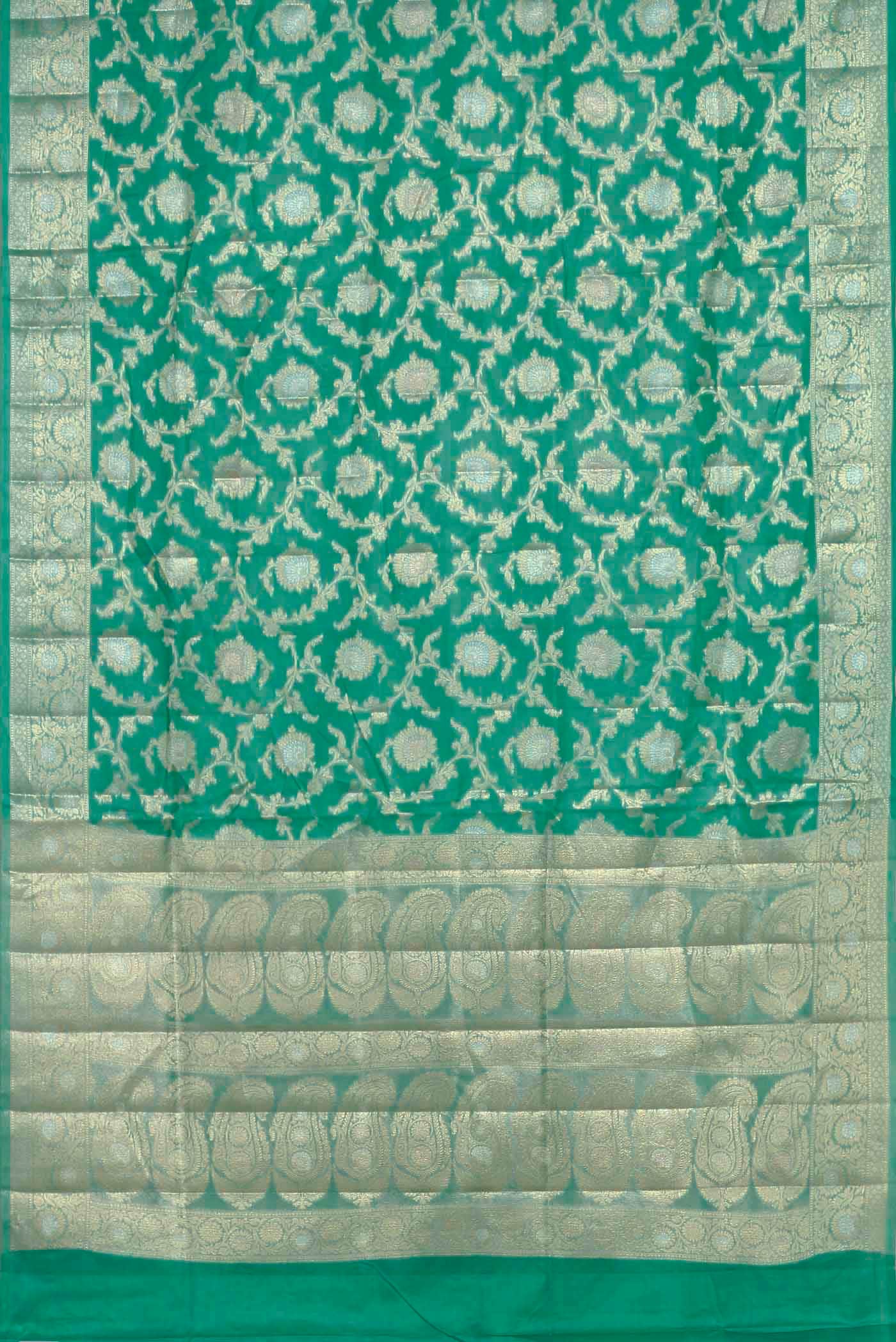 Green Banarasi Tussar Silk Saree
