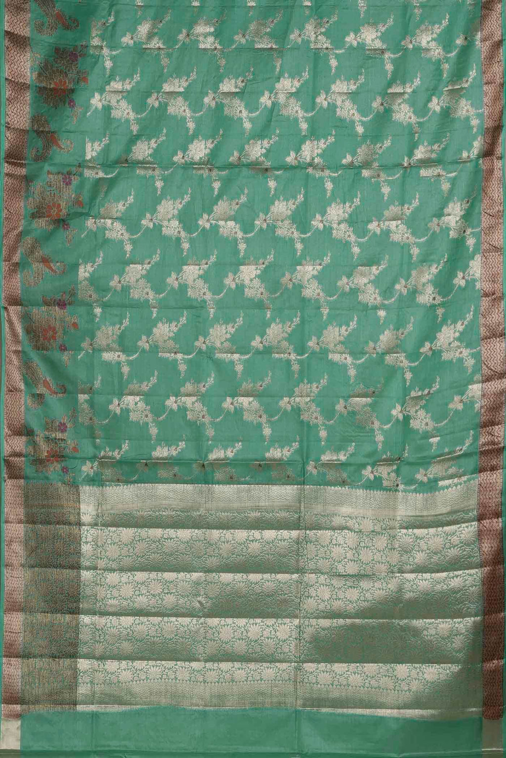 Green Banarasi Tussar Silk Saree