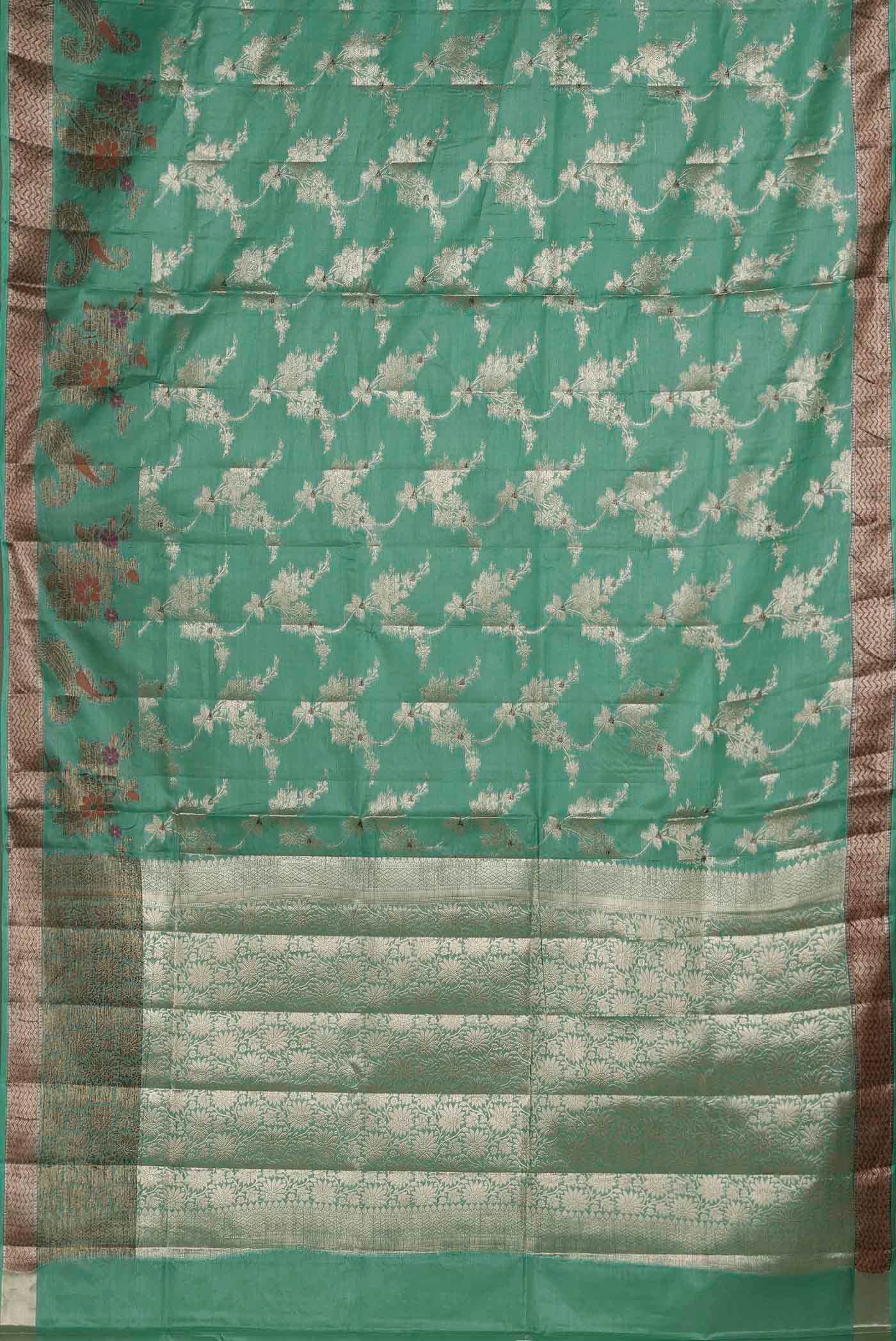 Green Banarasi Tussar Silk Saree