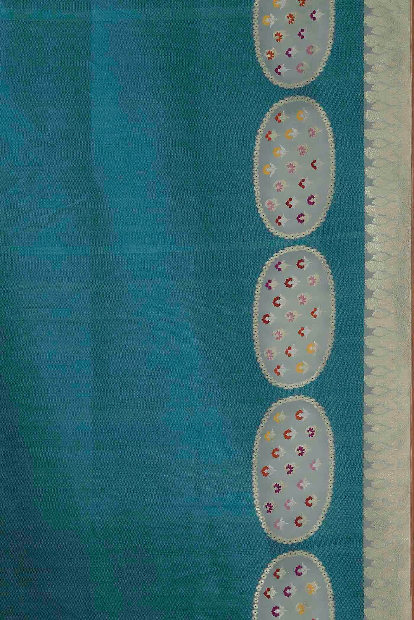 Blue Banarasi Kora Silk Saree