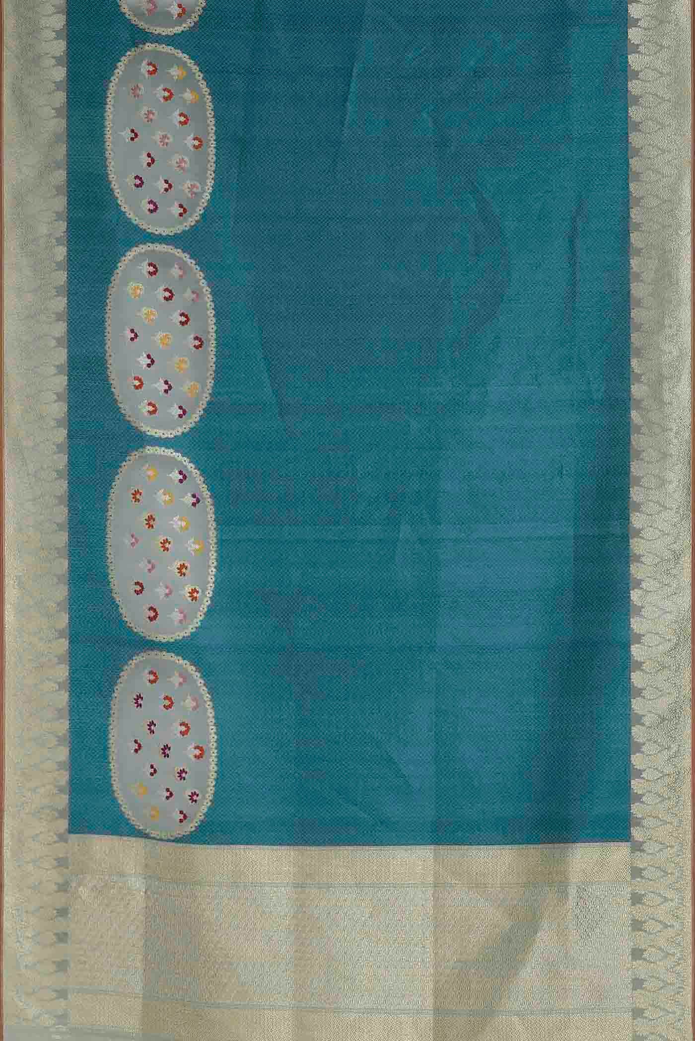 Blue Banarasi Kora Silk Saree