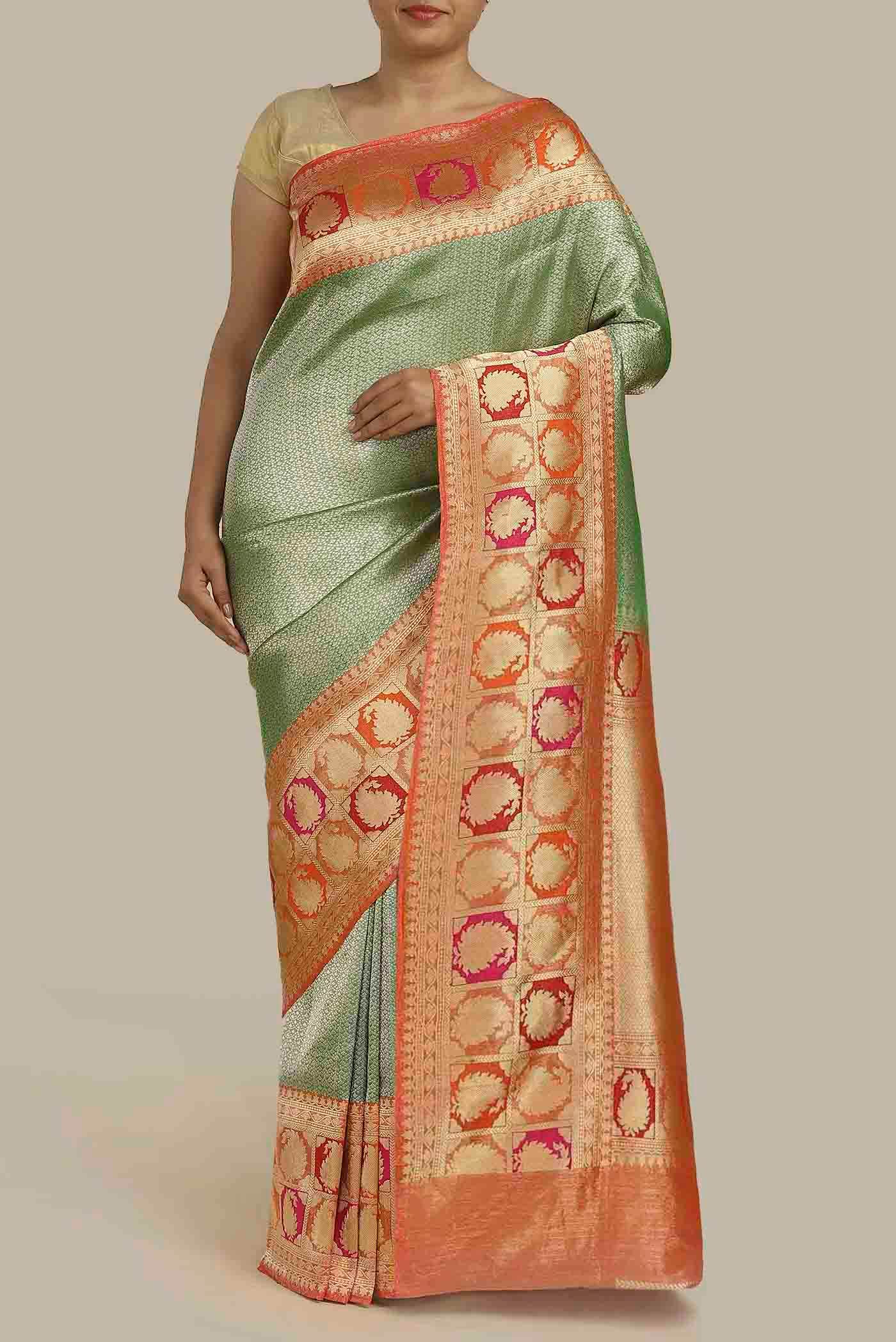 Green Banarasi Tissue Silk Saree