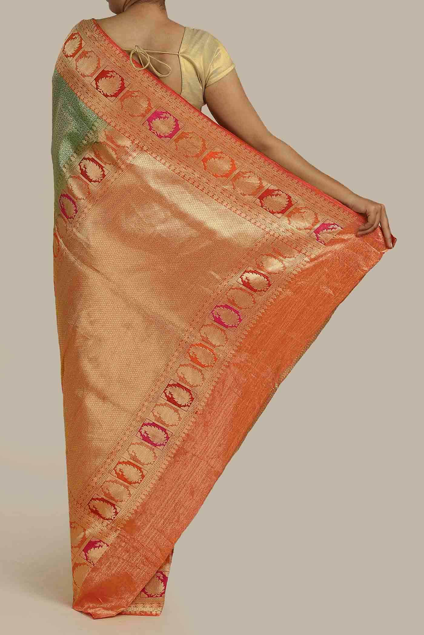 Green Banarasi Tissue Silk Saree