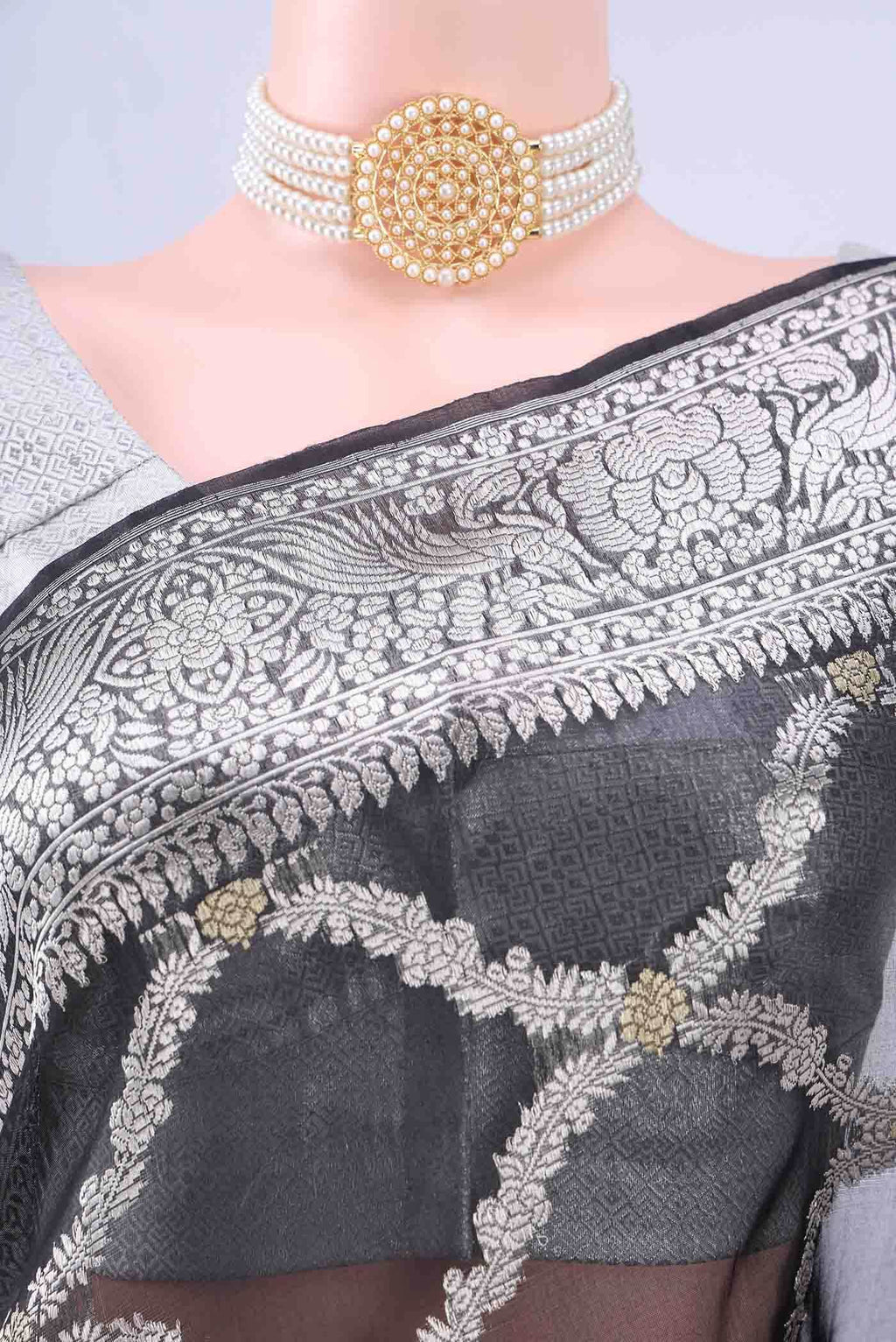 Black Kora Silk Saree