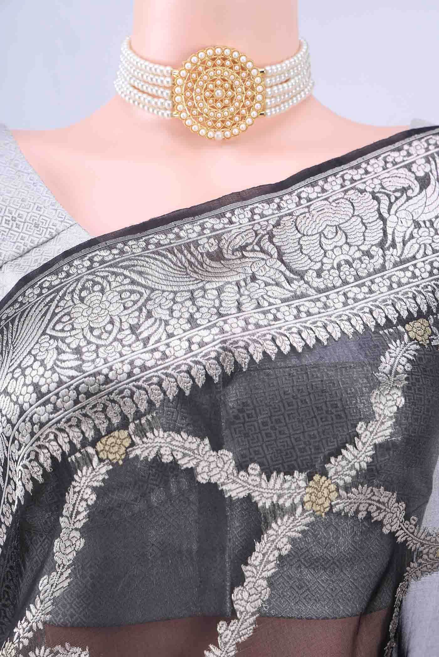 Black Kora Silk Saree