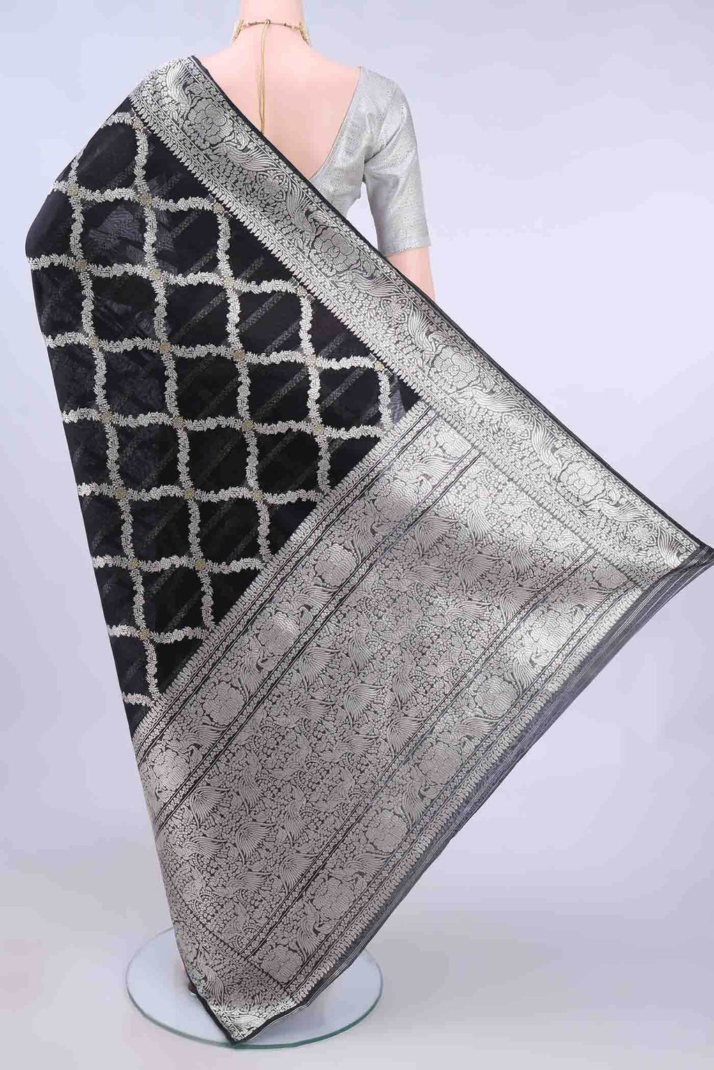 Black Kora Silk Saree