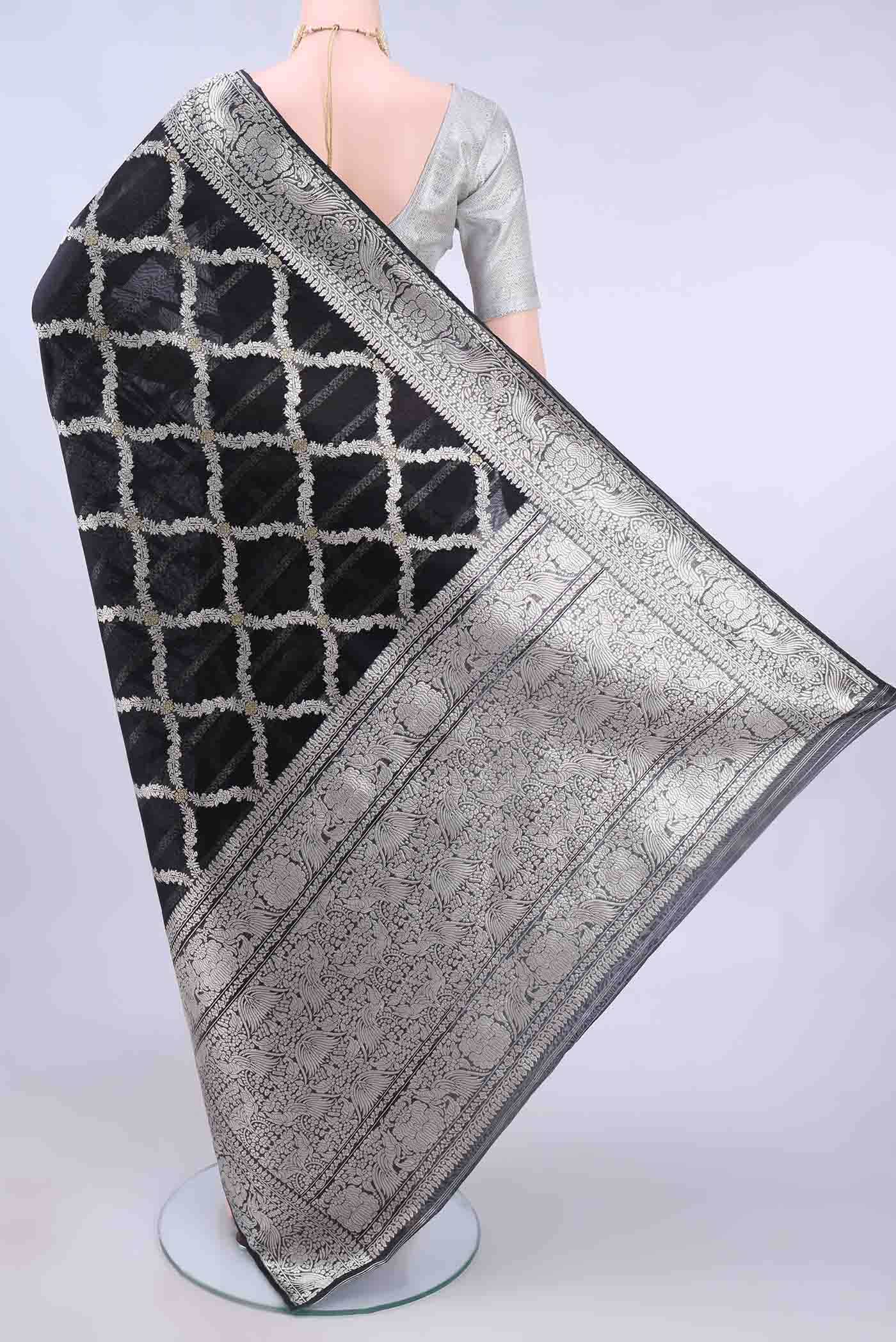 Black Kora Silk Saree