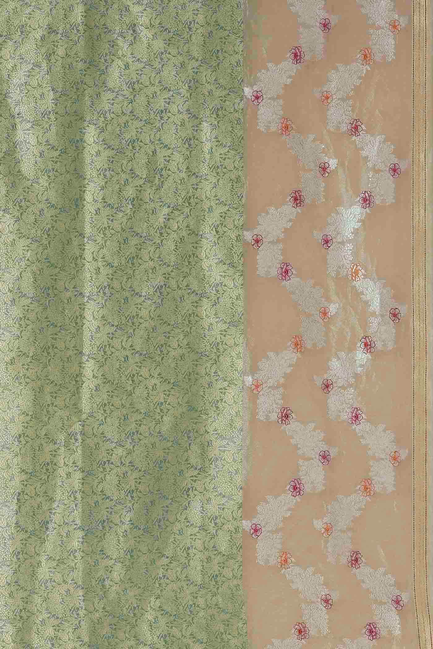 Green Banarasi Tissue Silk Saree