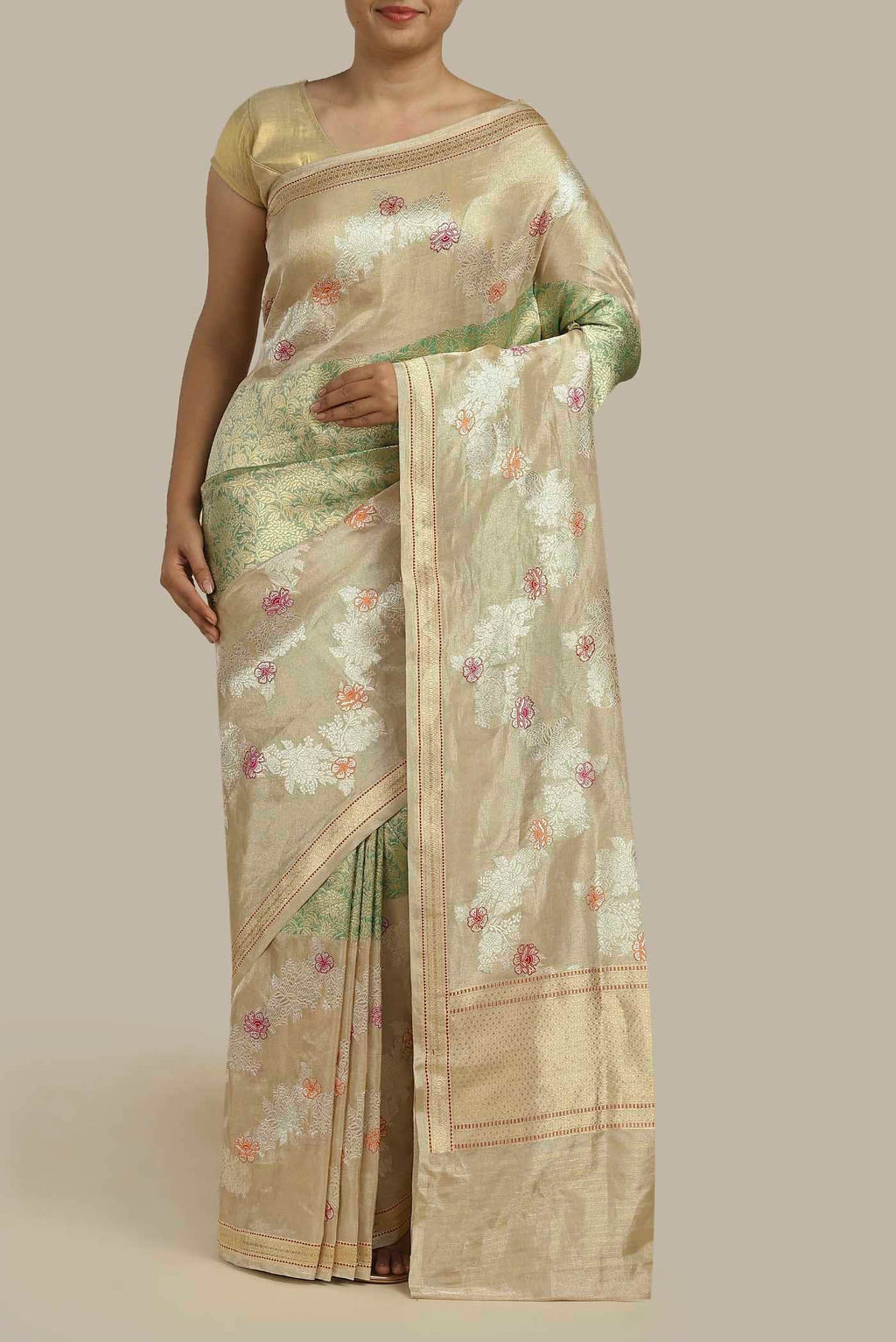 Green Banarasi Tissue Silk Saree