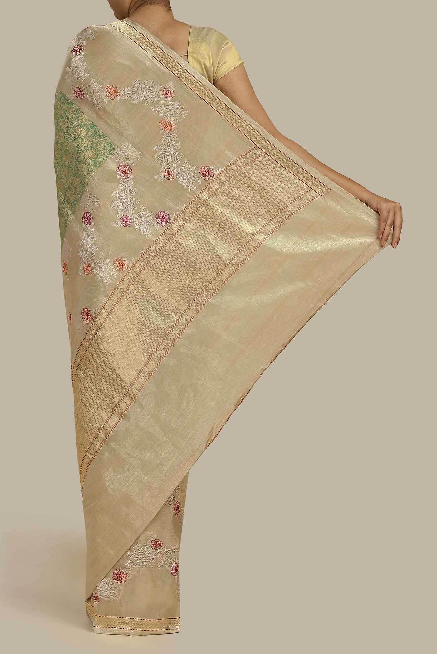 Green Banarasi Tissue Silk Saree