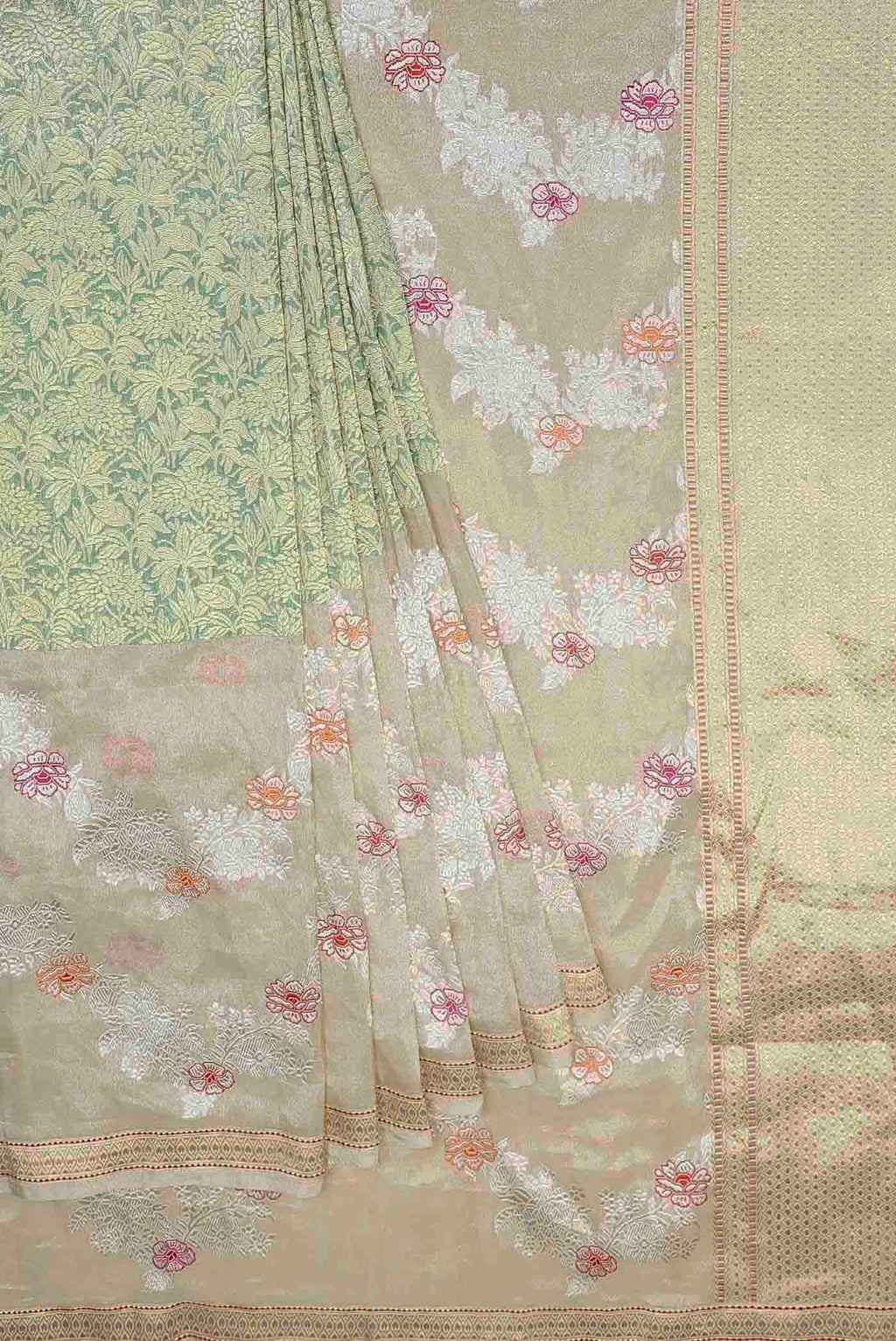 Green Banarasi Tissue Silk Saree