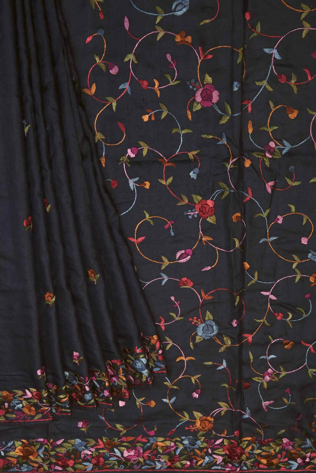 Black Bhagalpuri Tussar Silk Saree