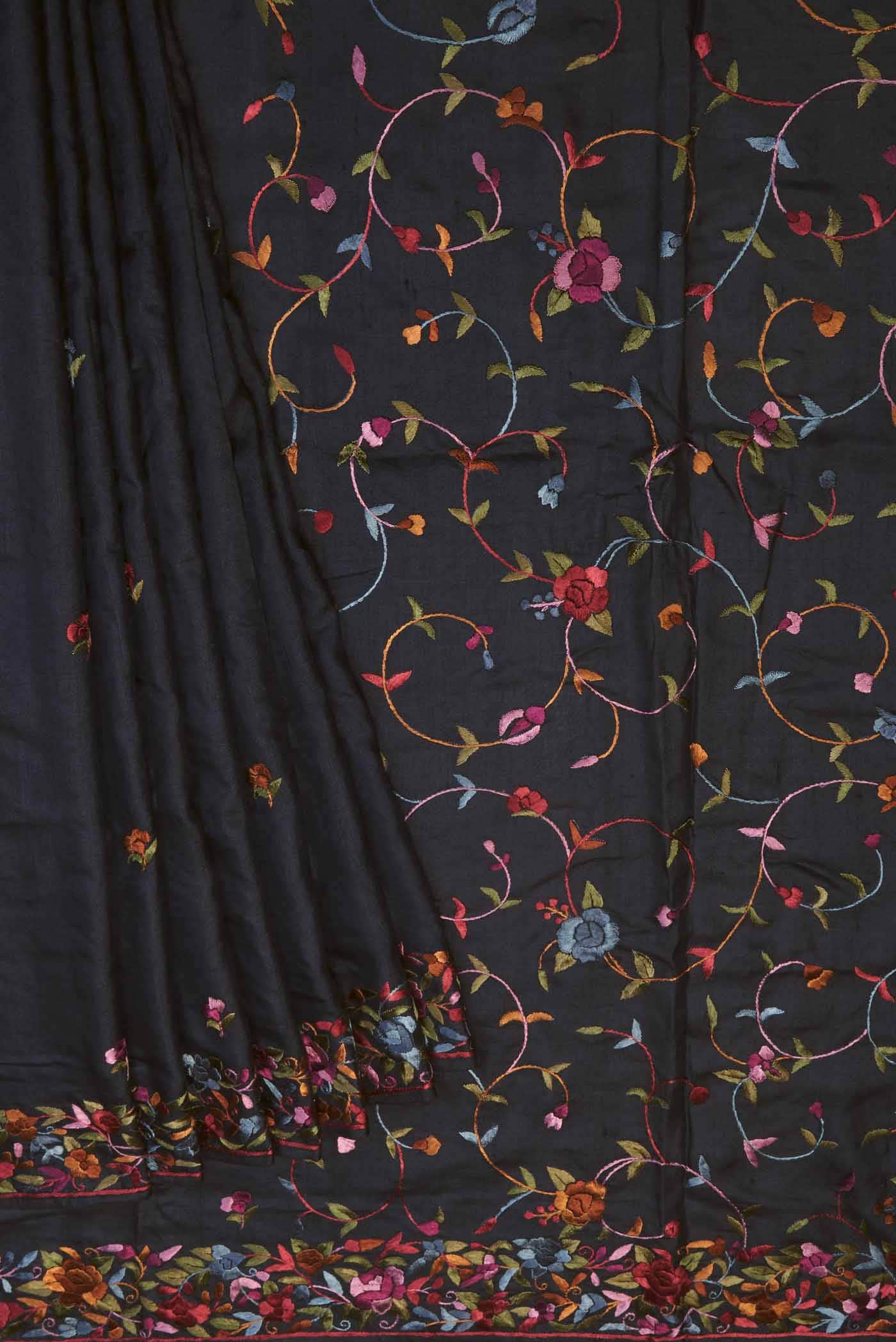 Black Bhagalpuri Tussar Silk Saree