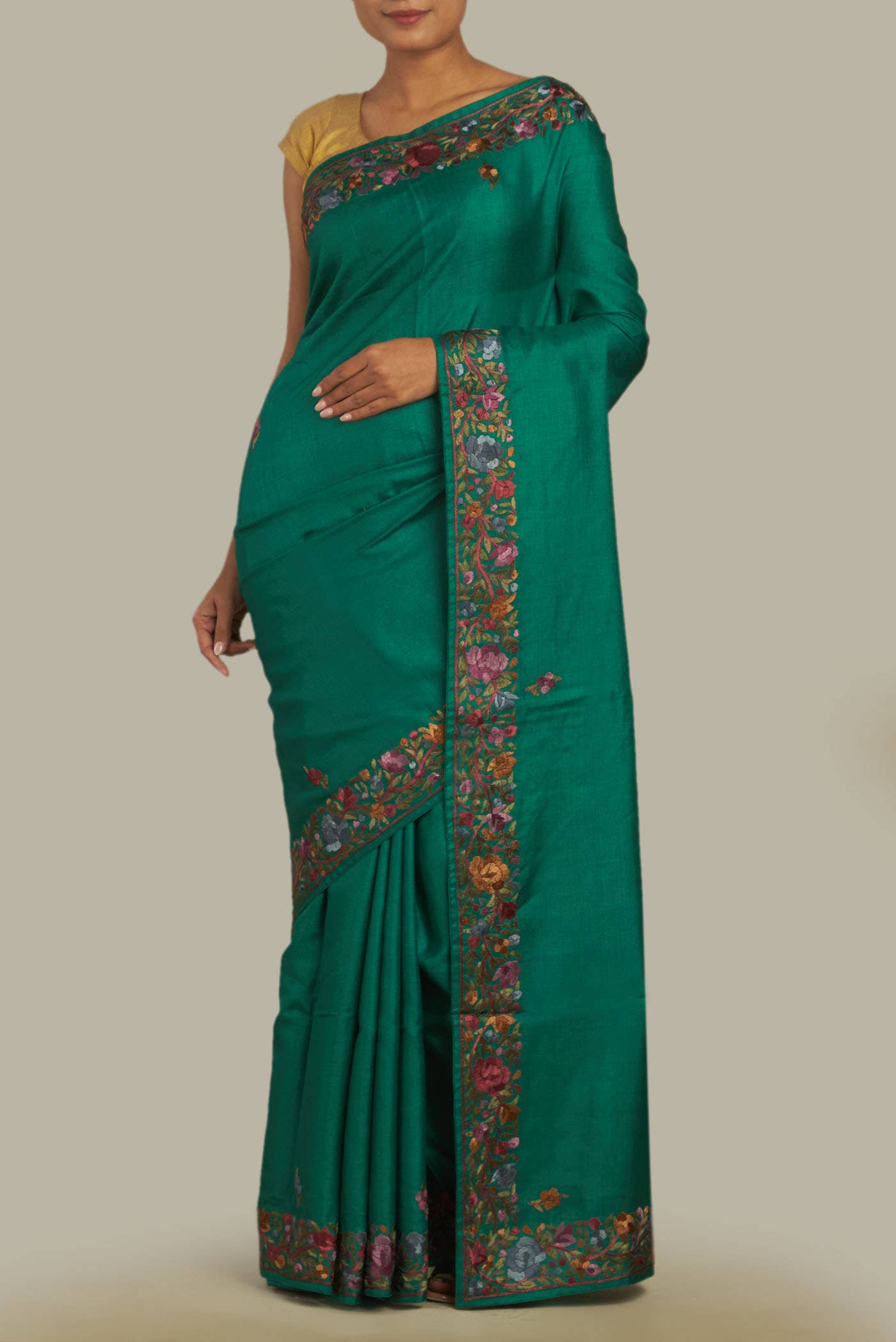 Green Bhagalpuri Tussar Silk Saree