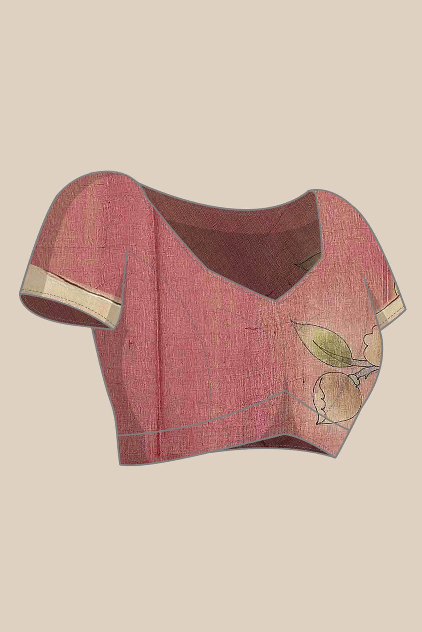 Coral Bhagalpuri Tussar Silk Saree