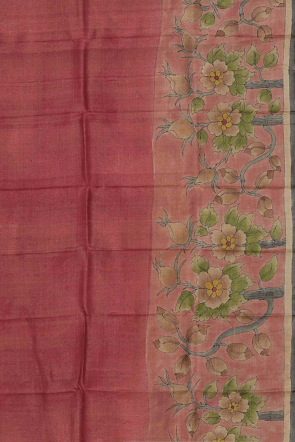 Coral Bhagalpuri Tussar Silk Saree