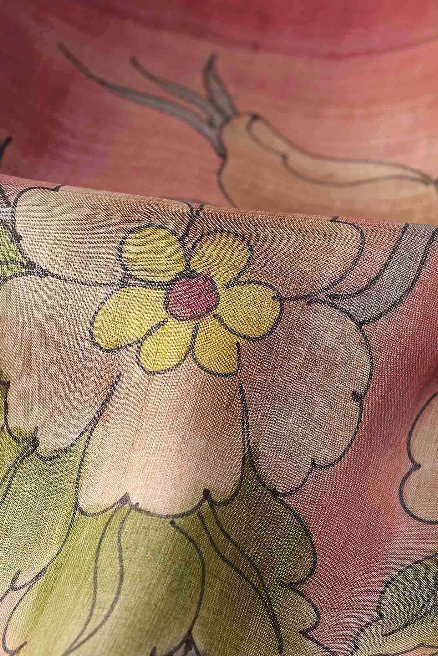 Coral Bhagalpuri Tussar Silk Saree