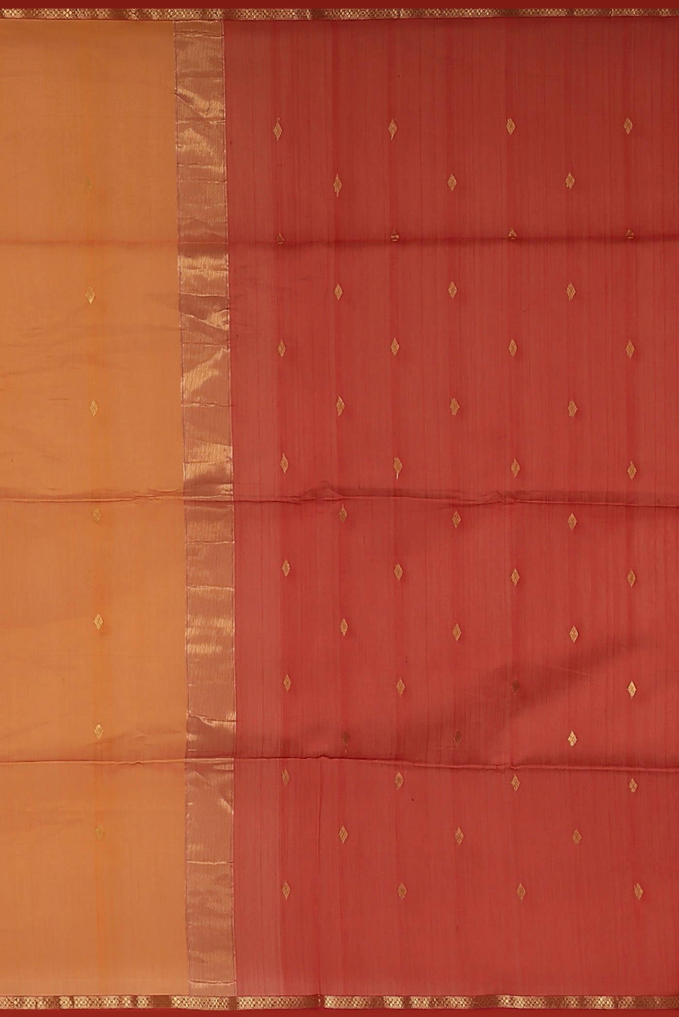 Orange Maheshwari Silk Cotton Saree