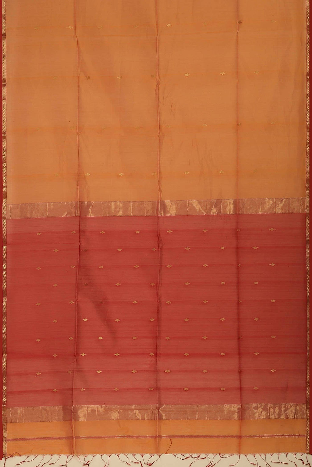 Orange Maheshwari Silk Cotton Saree