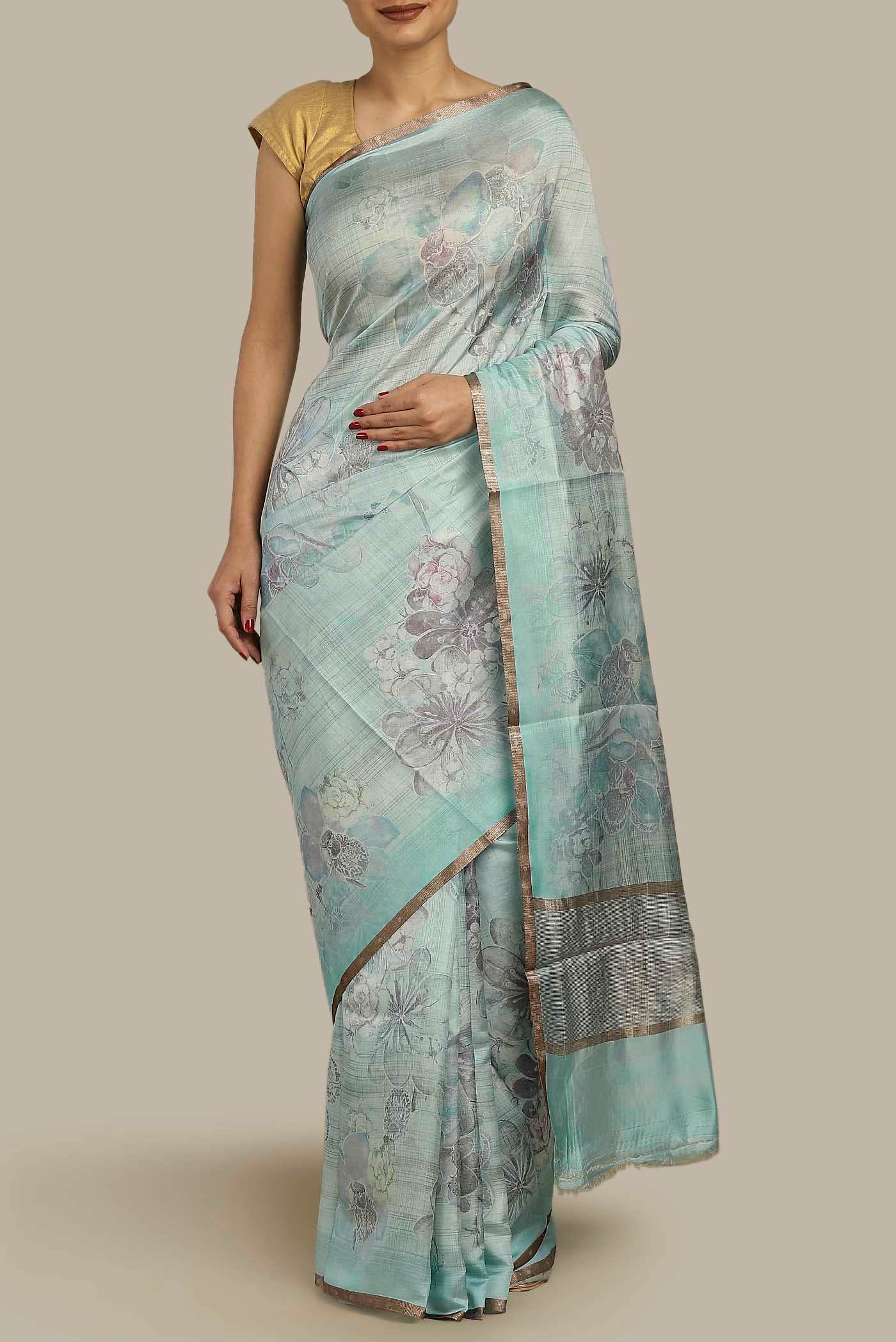 Blue Banarasi Silk Saree