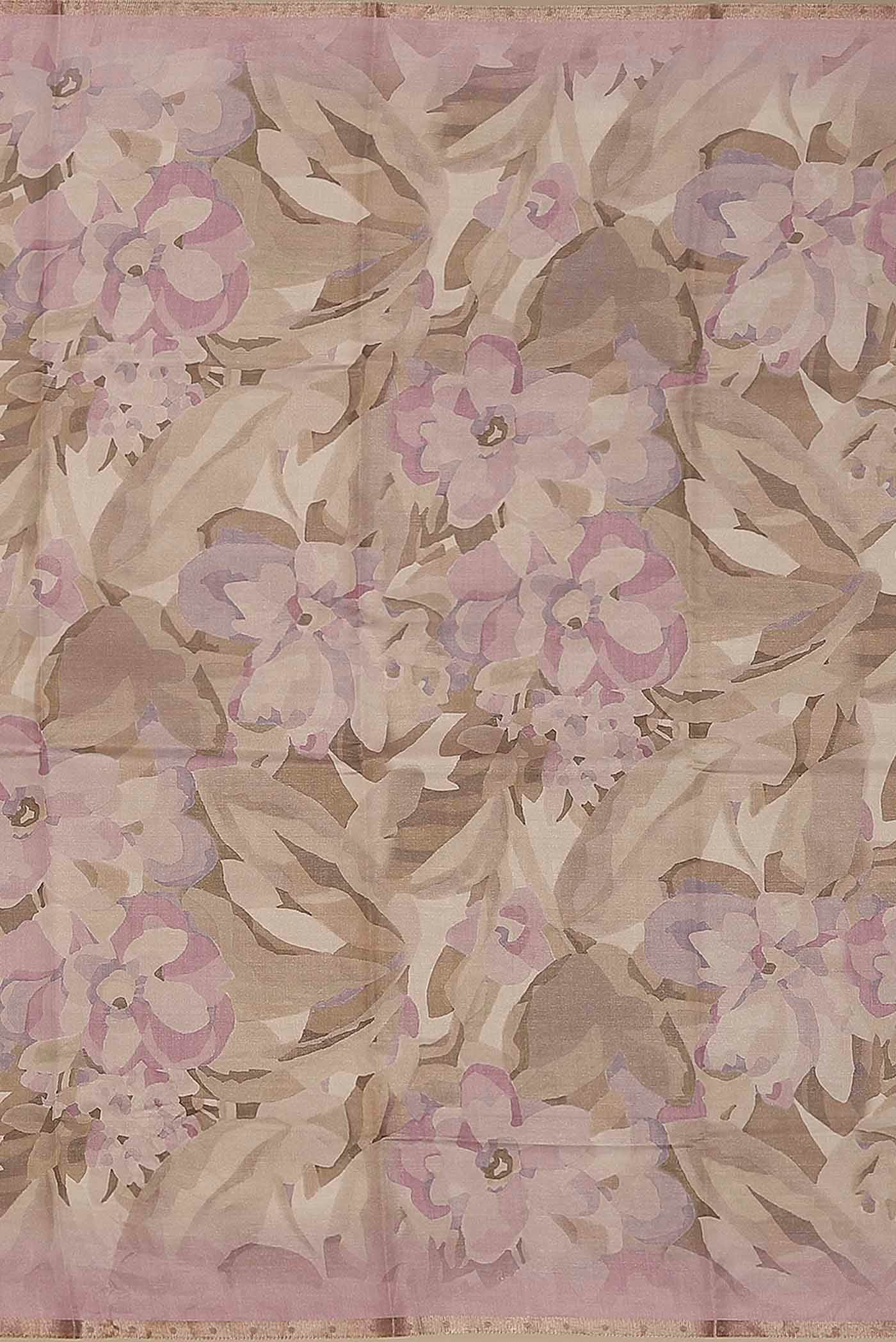 Pink Tussar Silk Saree