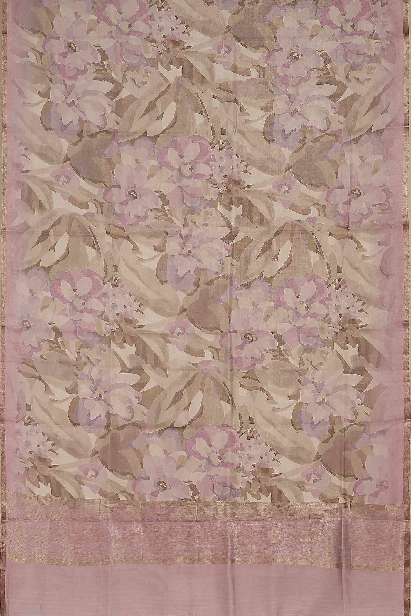 Pink Tussar Silk Saree