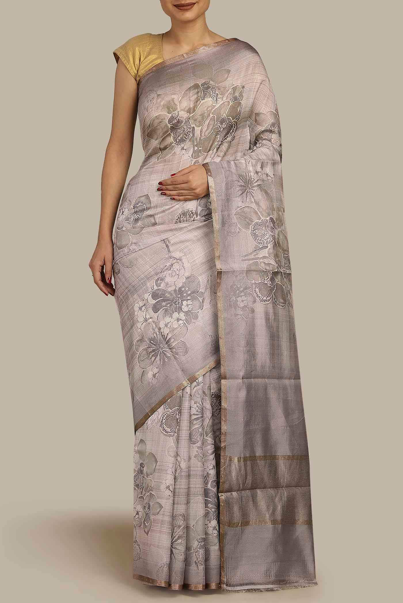 Lavender Banarasi Silk Saree