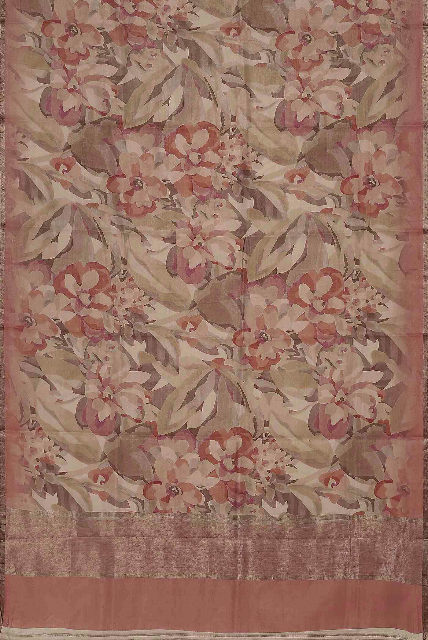 Beige Banarasi Silk Saree
