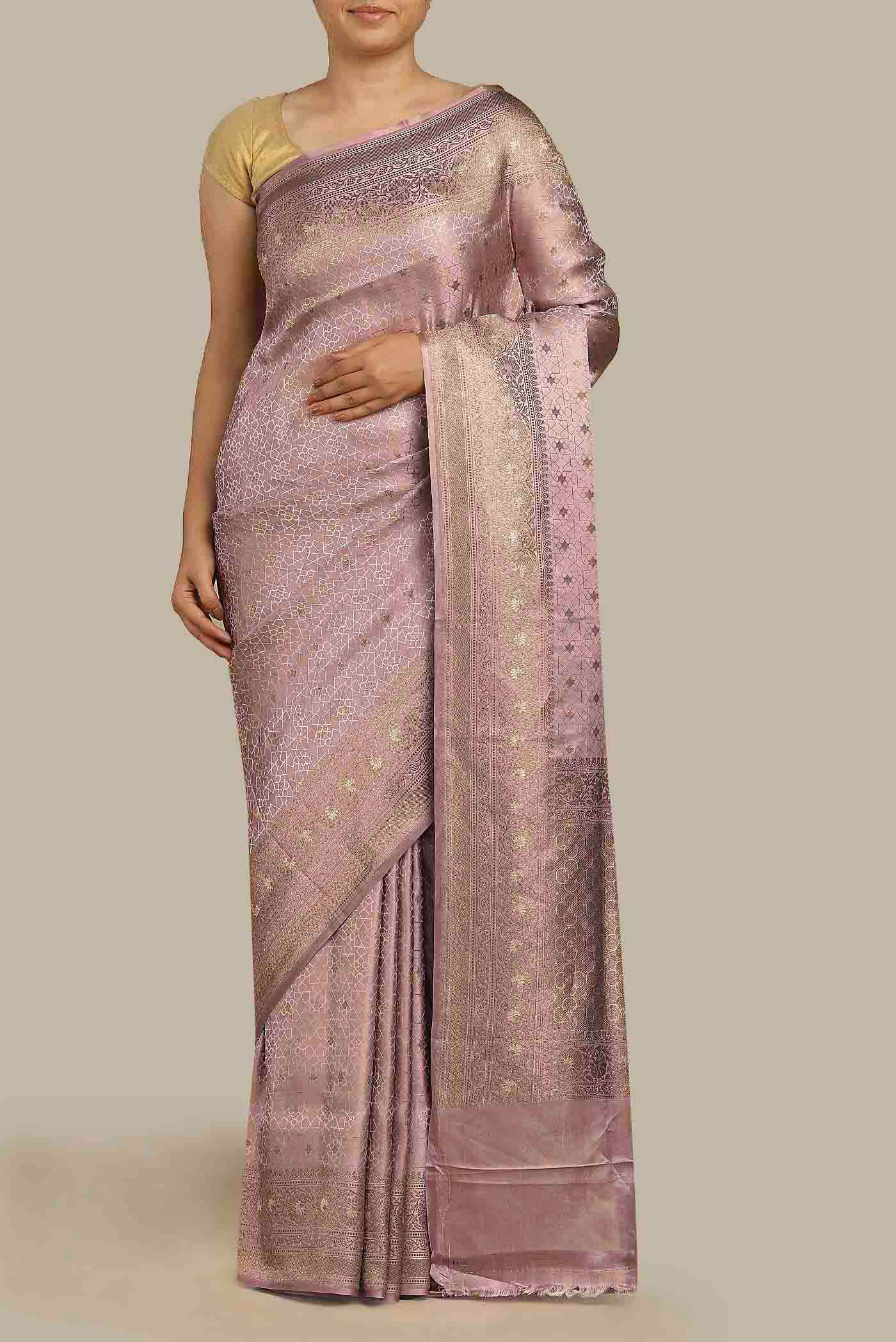 Mauve Banarasi Silk Saree