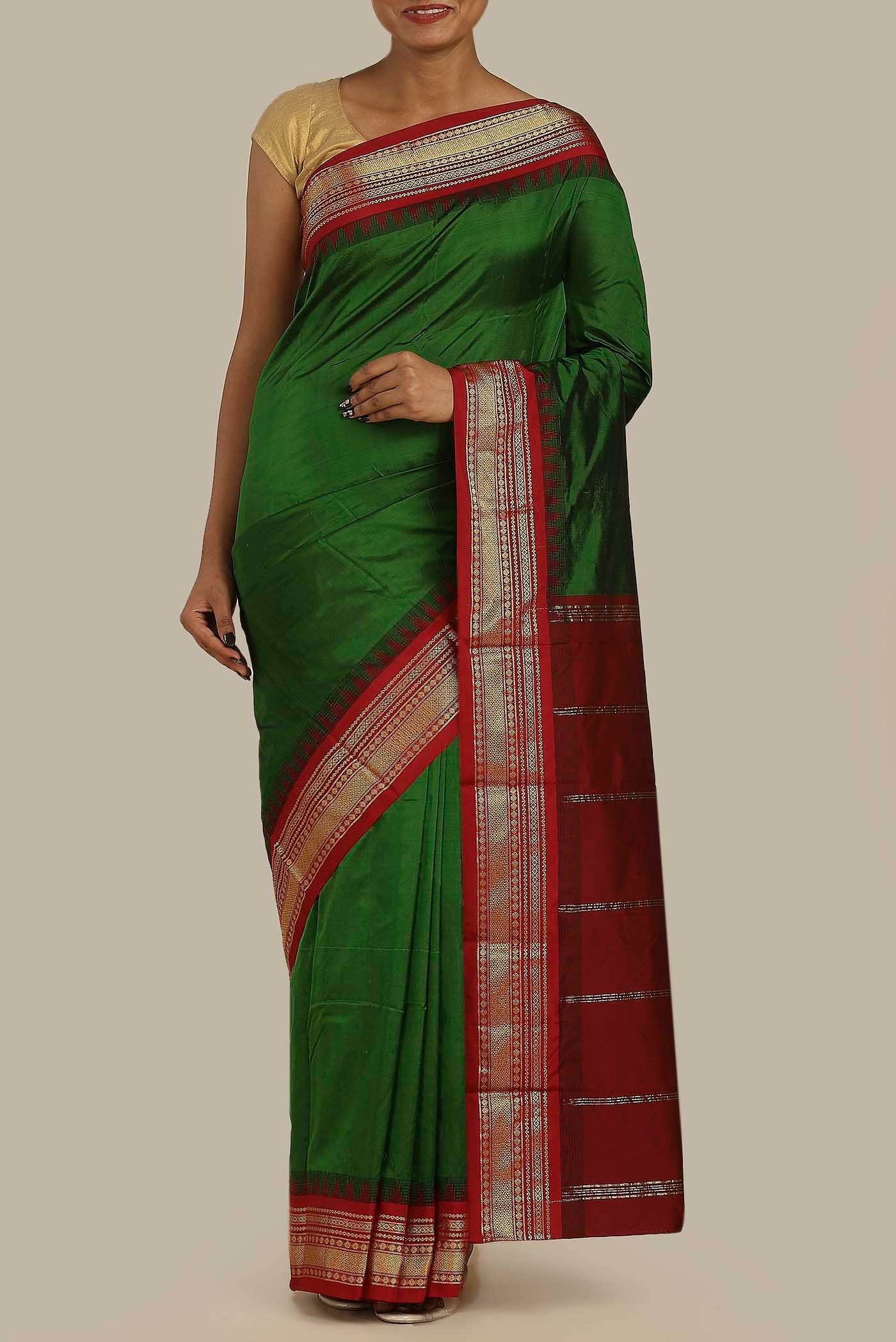 Green Dual Tone Bangalore Silk Saree