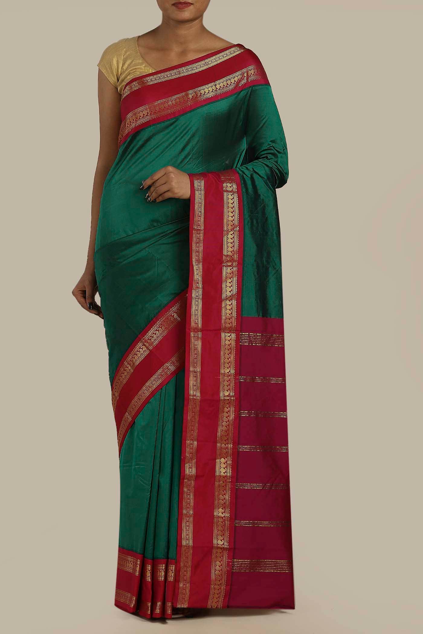 Green Dual Tone Bangalore Silk Saree