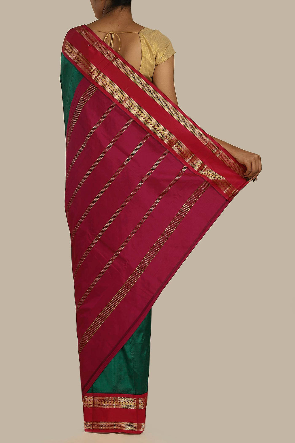 Green Dual Tone Bangalore Silk Saree