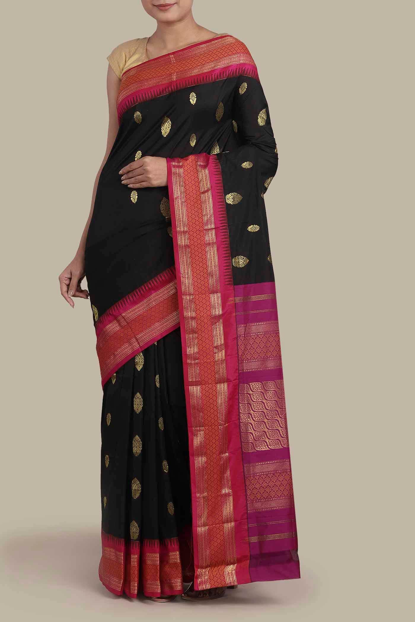 Black Bangalore Silk Saree