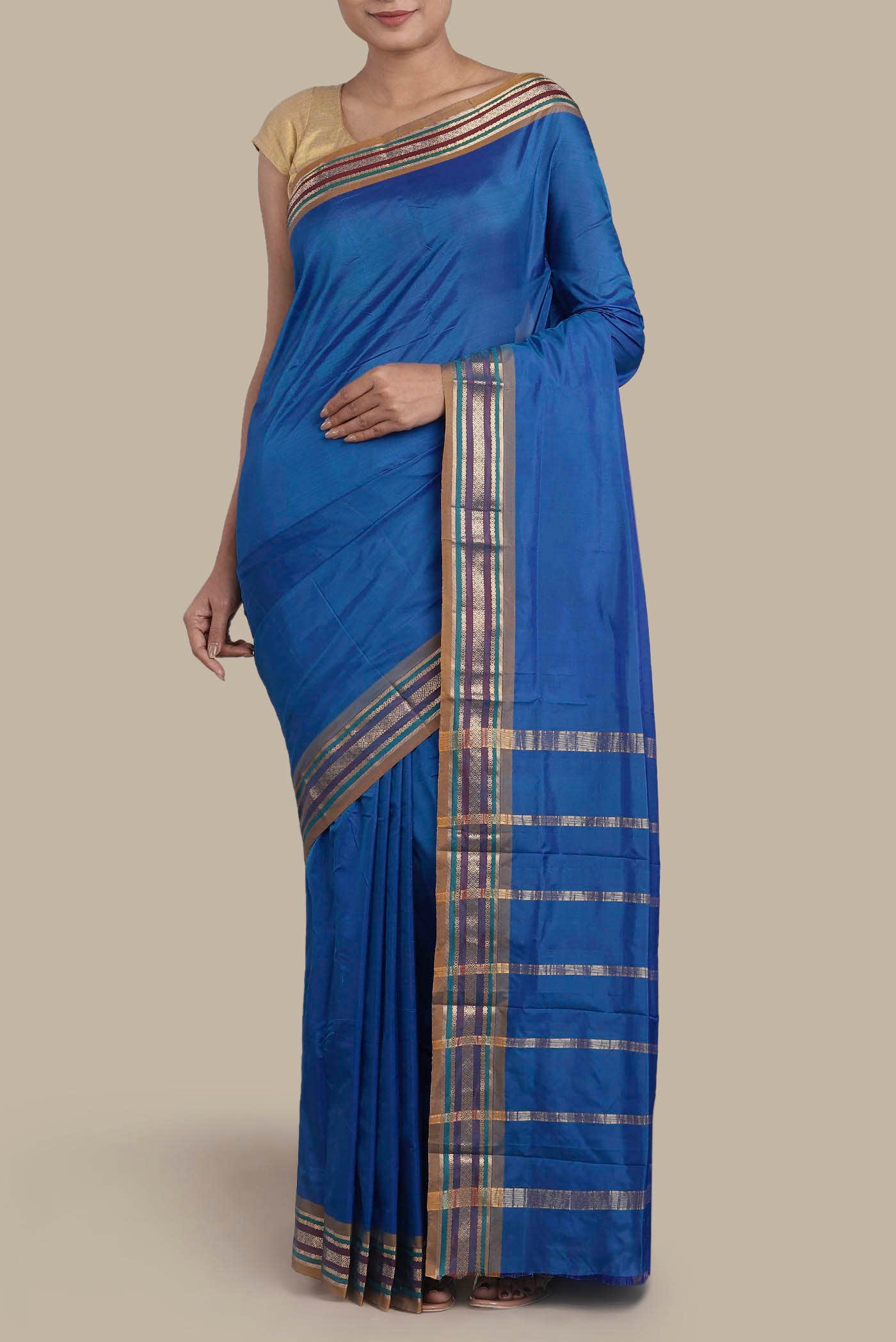Blue Blended Bangalore Silk Saree
