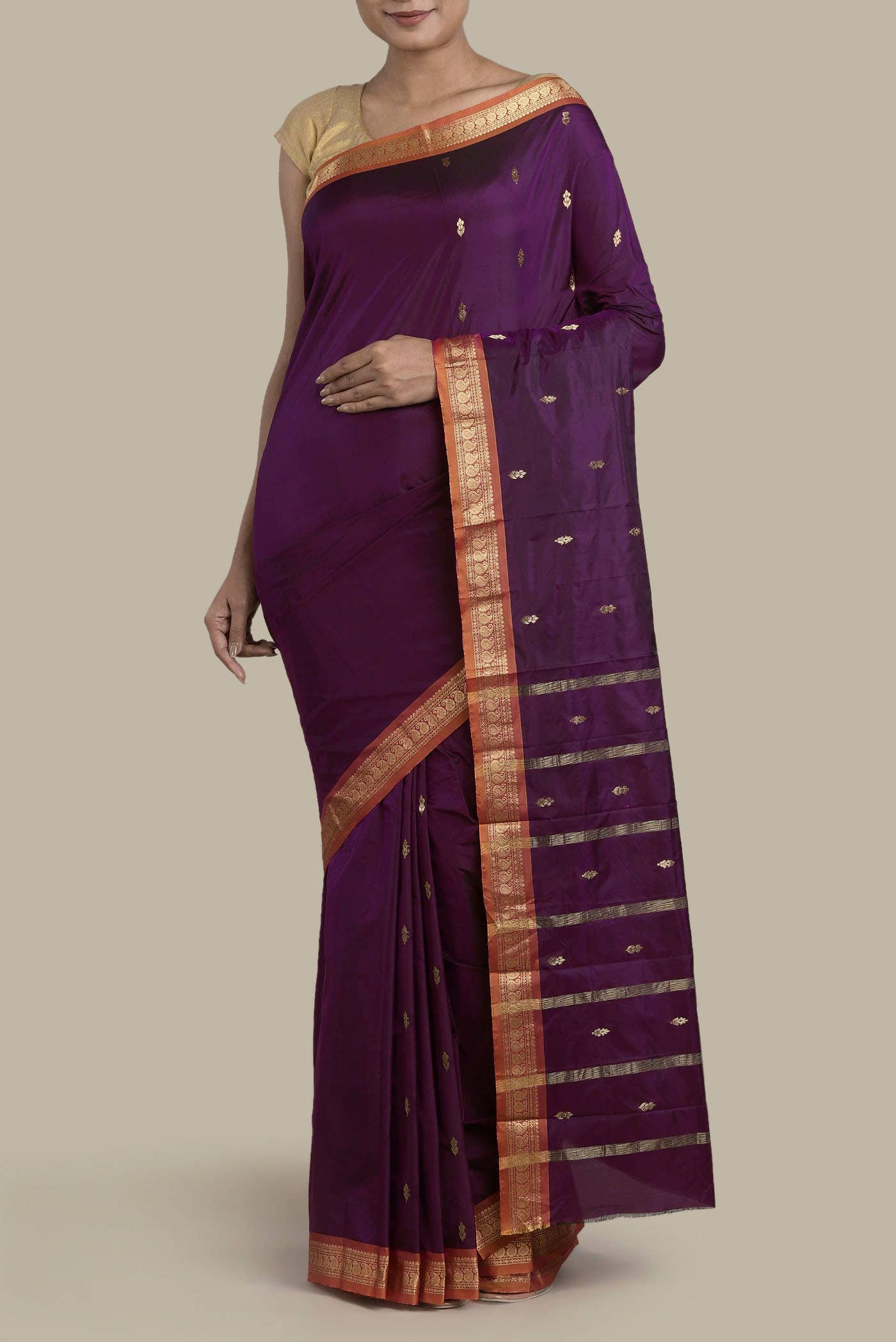 Purple Blended Bangalore Silk Saree
