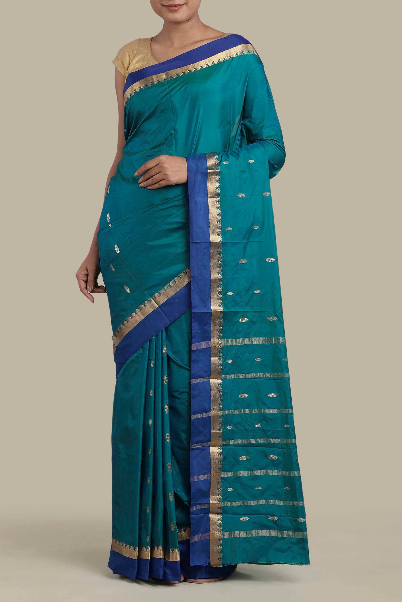 Blue Blended Bangalore Silk Saree