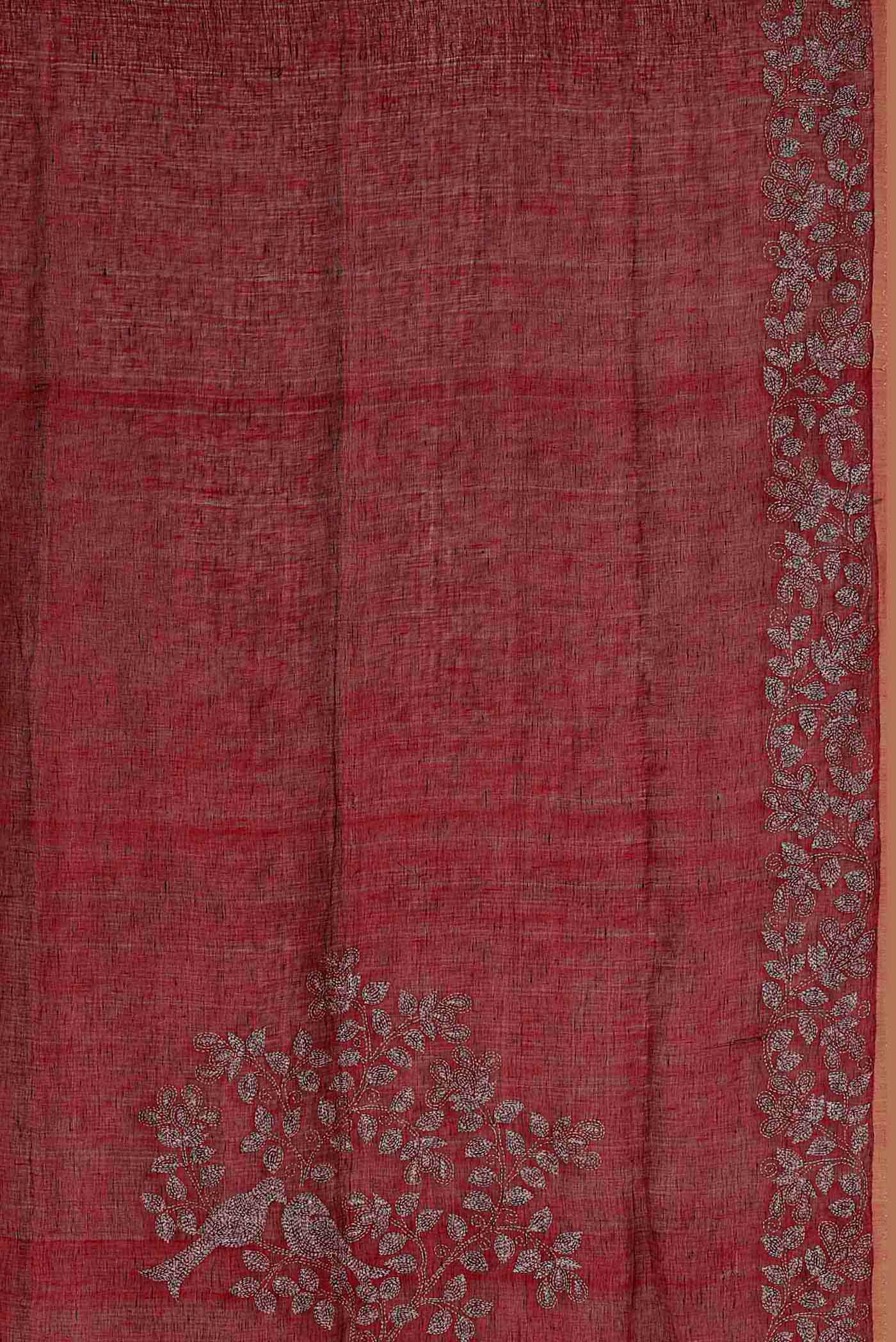 Maroon Bengal Cotton Saree