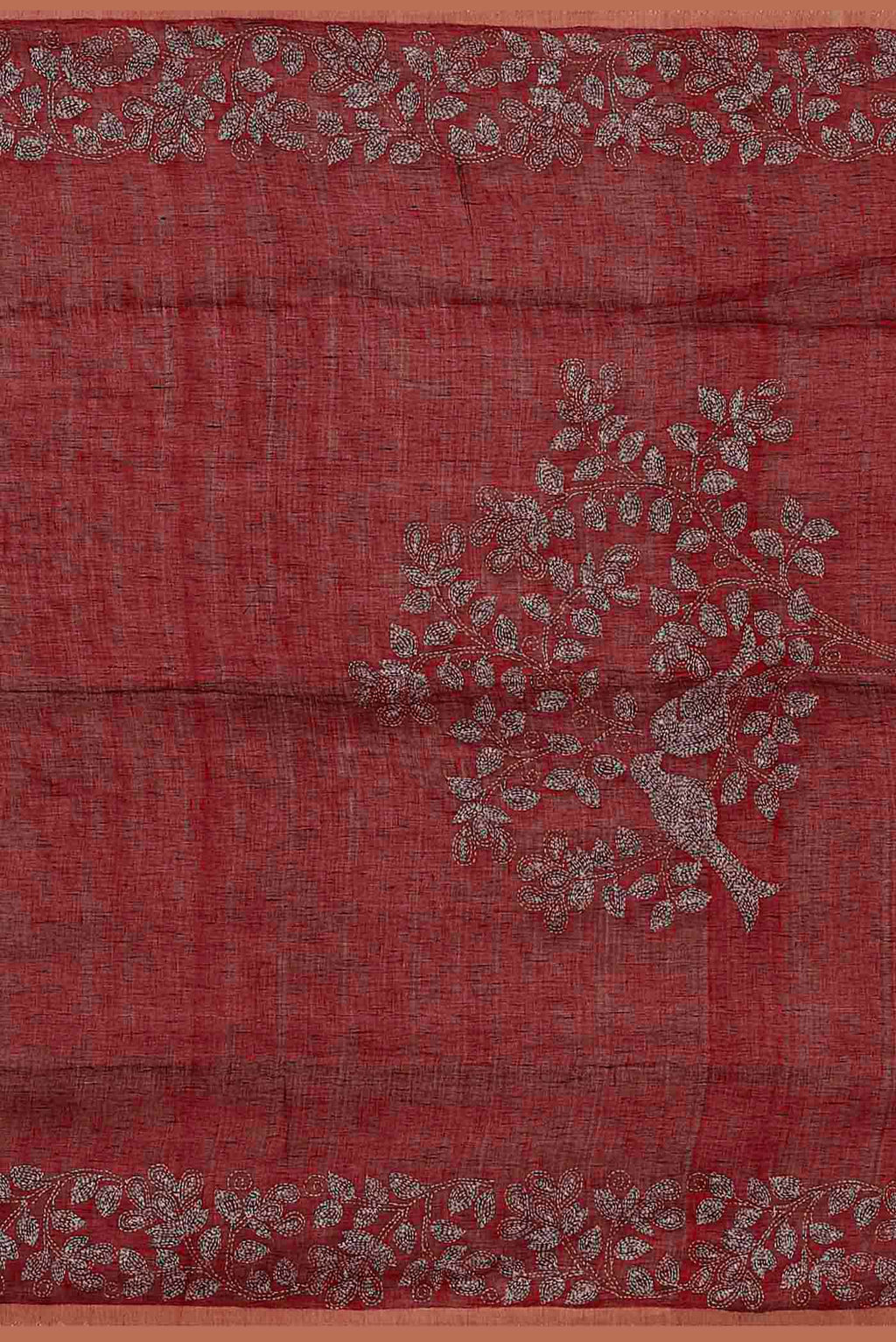 Maroon Bengal Cotton Saree