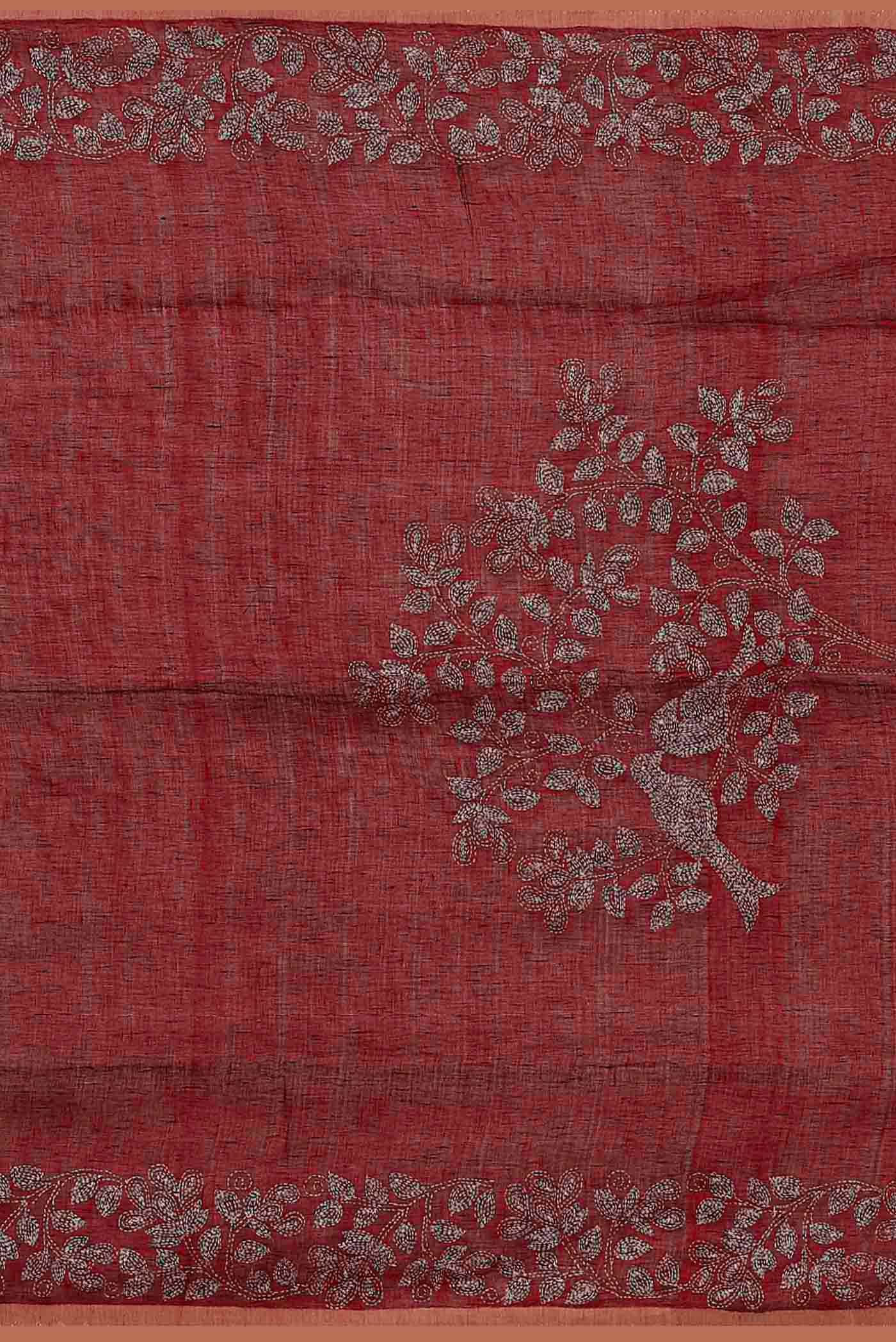 Maroon Bengal Cotton Saree